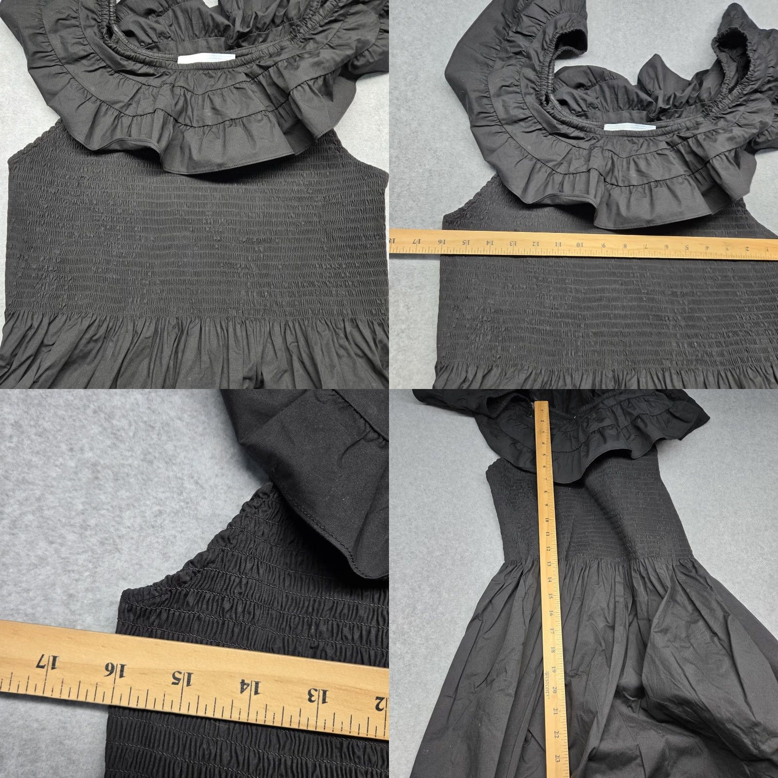 Vintage Hill House Home Nap Dress Womens 2XL Black Off Shoulder Ruffle Smocked Midi Dress Size XXL / US 16-18 / IT 52-54 - 8 Thumbnail