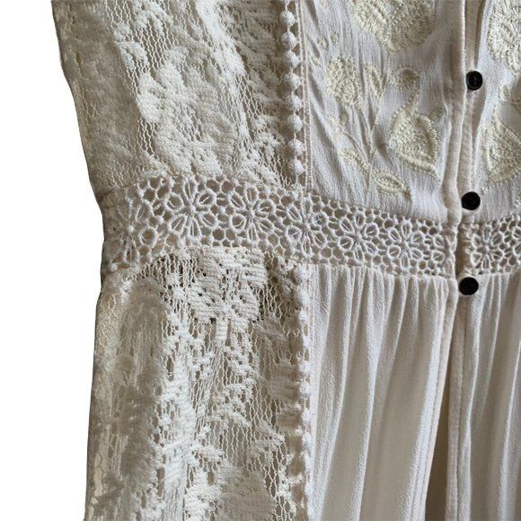 Other Coco + Jamieson Ivory Floral Embroidered Boho Duster Size XS / US 0-2 / IT 36-38 - 3 Thumbnail