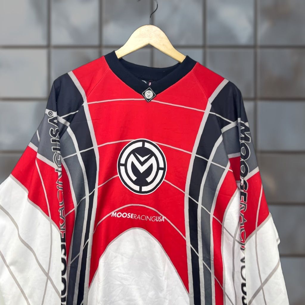 VINTAGE Moose Racing Shirt Long Sleeve Adult M Red 90s 1990s Racing Jersey Mens