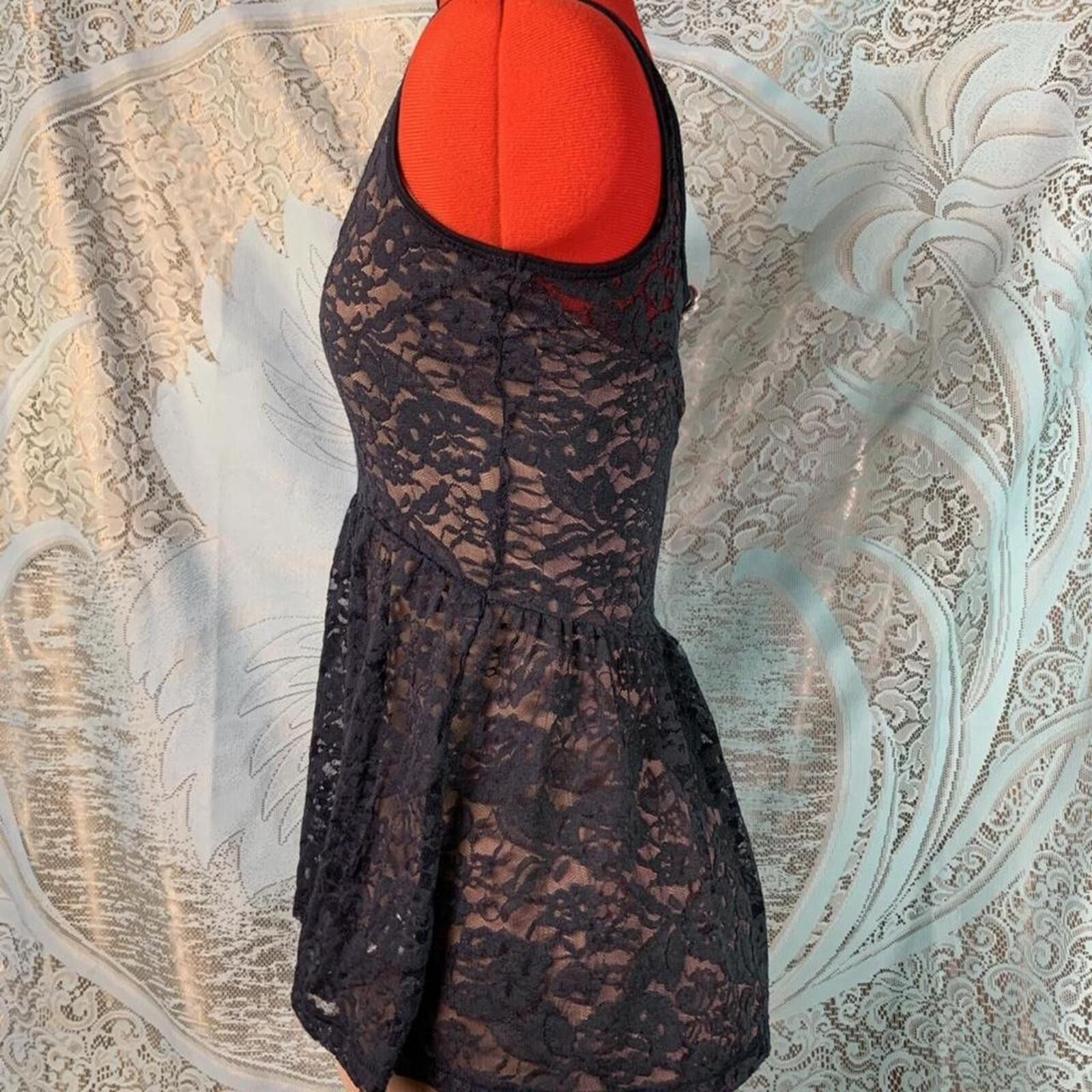 Aeropostale Babydoll navy lace whimsigoth coquette layering tank top! Size XS / US 0-2 / IT 36-38 - 3 Thumbnail