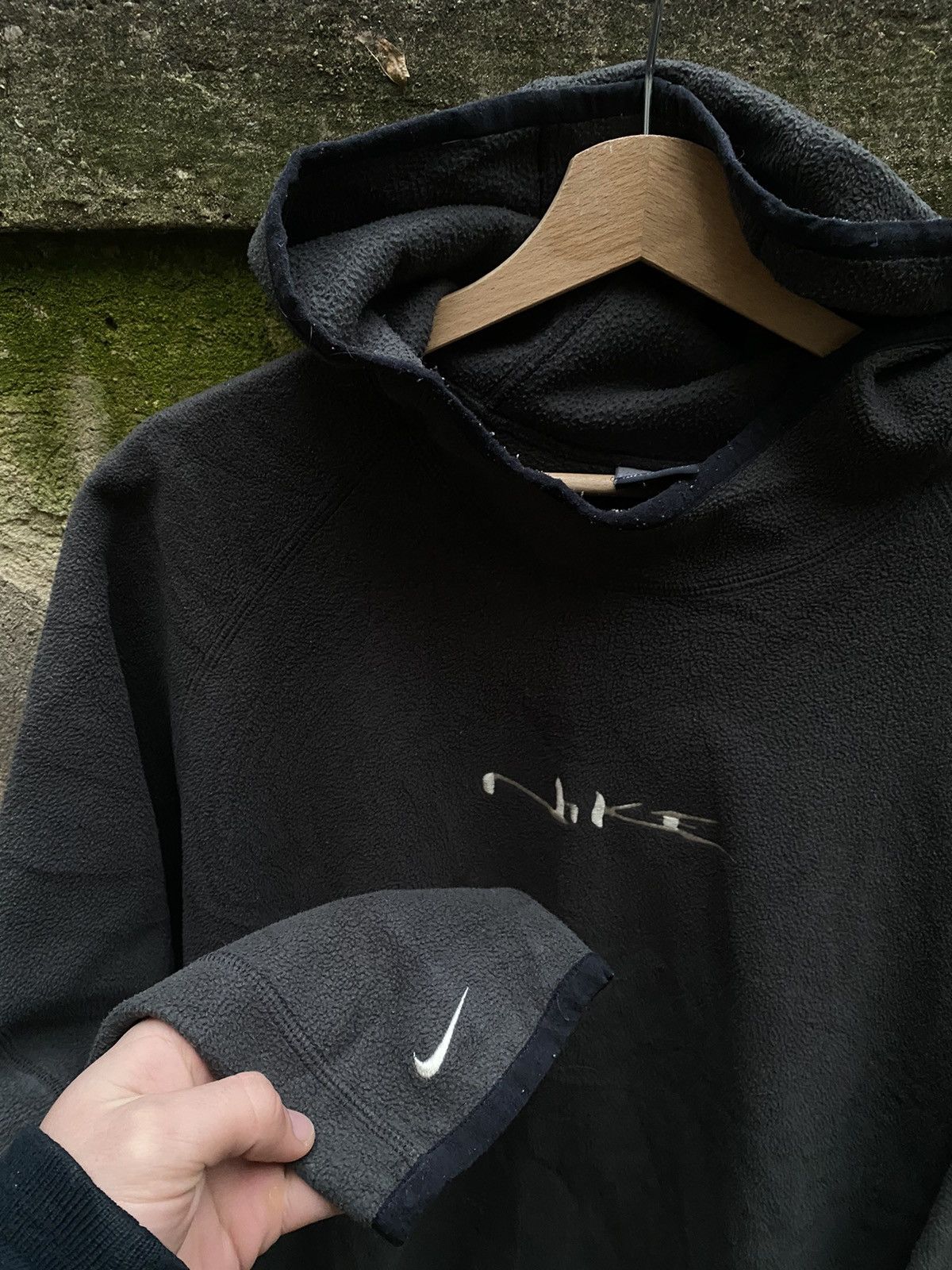 Nike × Vintage Vintage Nike Embroidered Logo Y2K Ninja Fleece Hoodie Size US L / EU 52-54 / 3 - 5 Thumbnail