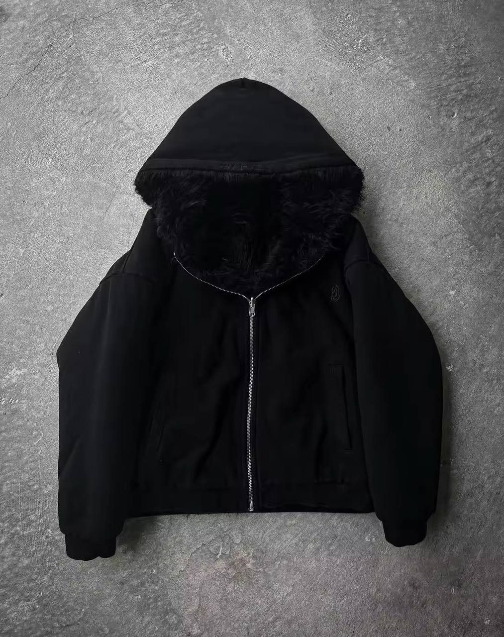 fall-winter two-way plush hooded jacket