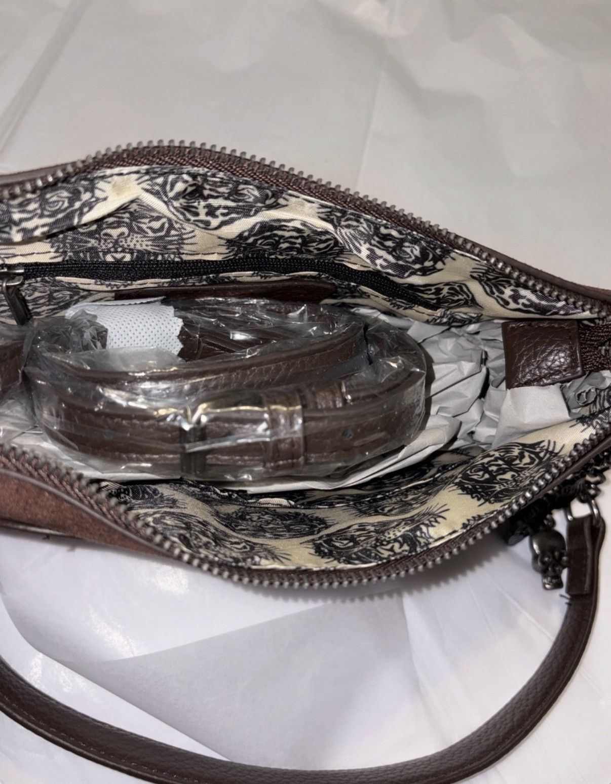 Ed Hardy Ed Hardy new Brown Shoulder Bag with Skull & Roses vintage Size ONE SIZE - 5 Thumbnail