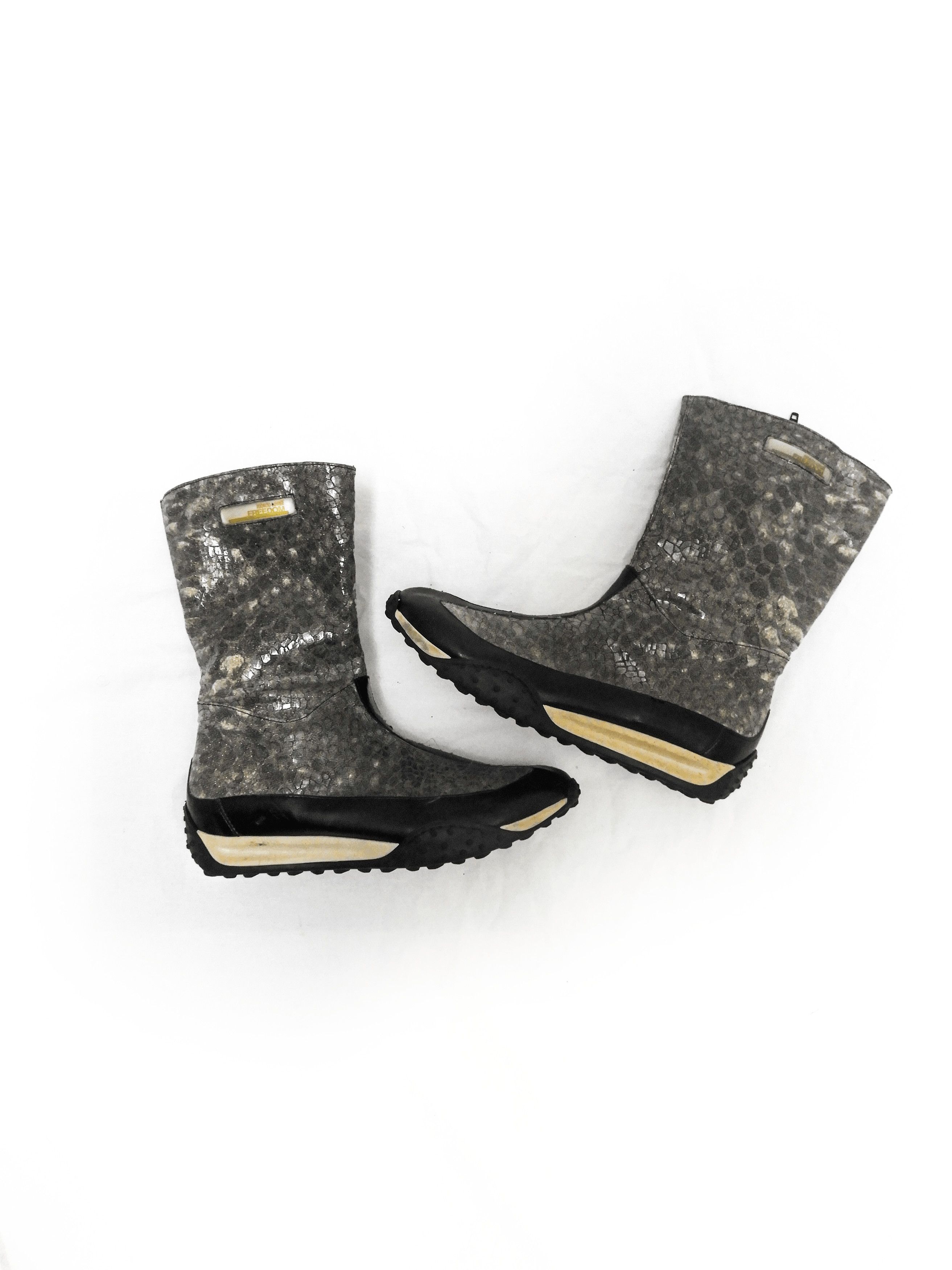 Roberto Cavalli Roberto Cavalli Grey Faux Snakeskin Print Boxer Boots Size US 8.5 / IT 38.5 - 1 Thumbnail