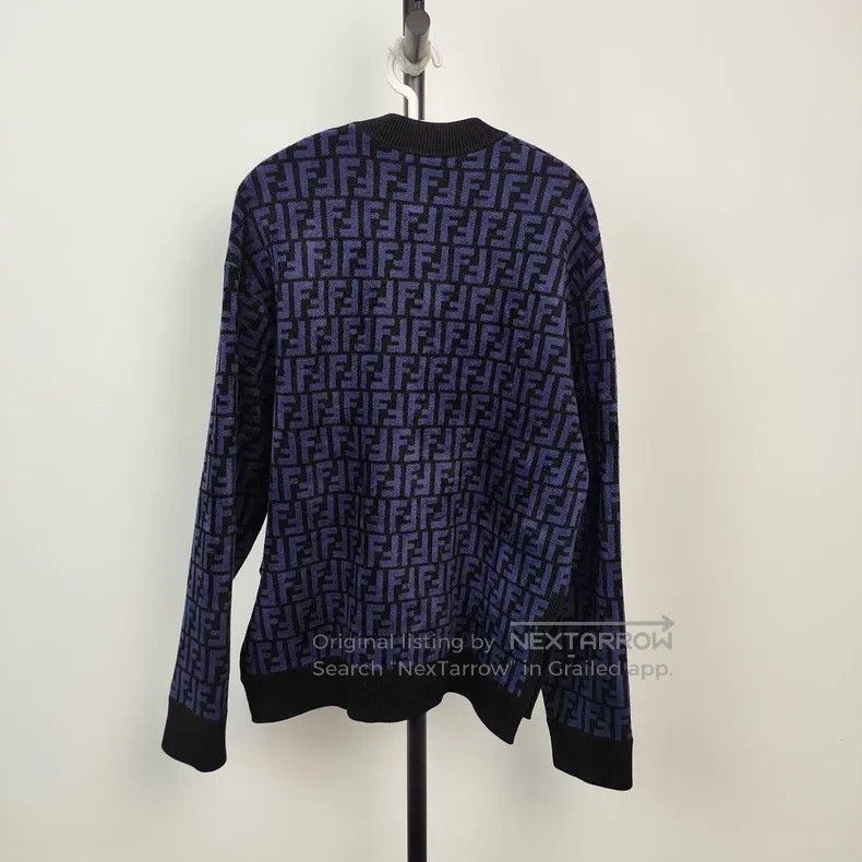 Fendi Fendi Blue knitted sweater with all-over printed logo Size S / US 4 / IT 40 - 2 Thumbnail
