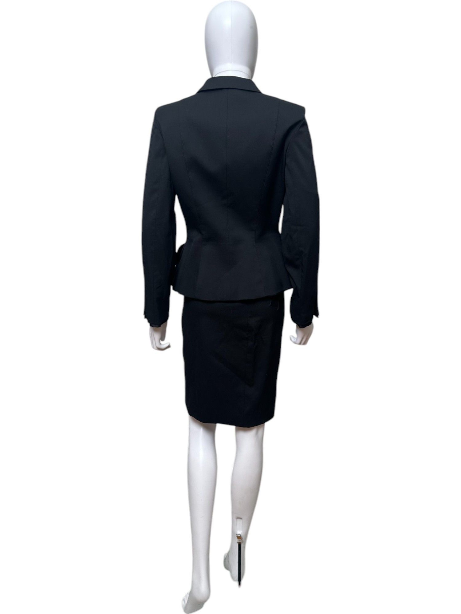 Roberto Cavalli S/S 2008 Buttoned Pockets Wool Black Tailleur Size M / US 6-8 / IT 42-44 - 3 Thumbnail