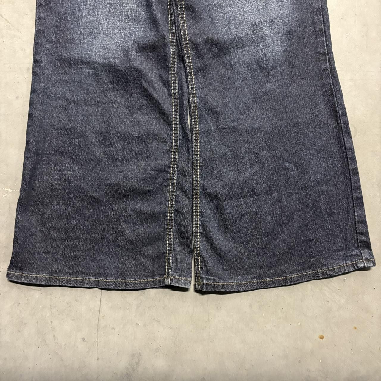 Japanese Brand × Vintage Crazy Vintage Y2K/2000s Super Baggy Bootcut Flare Grunge Dark Wash Denim Jeans! Size US 42 / EU 58 - 4 Thumbnail