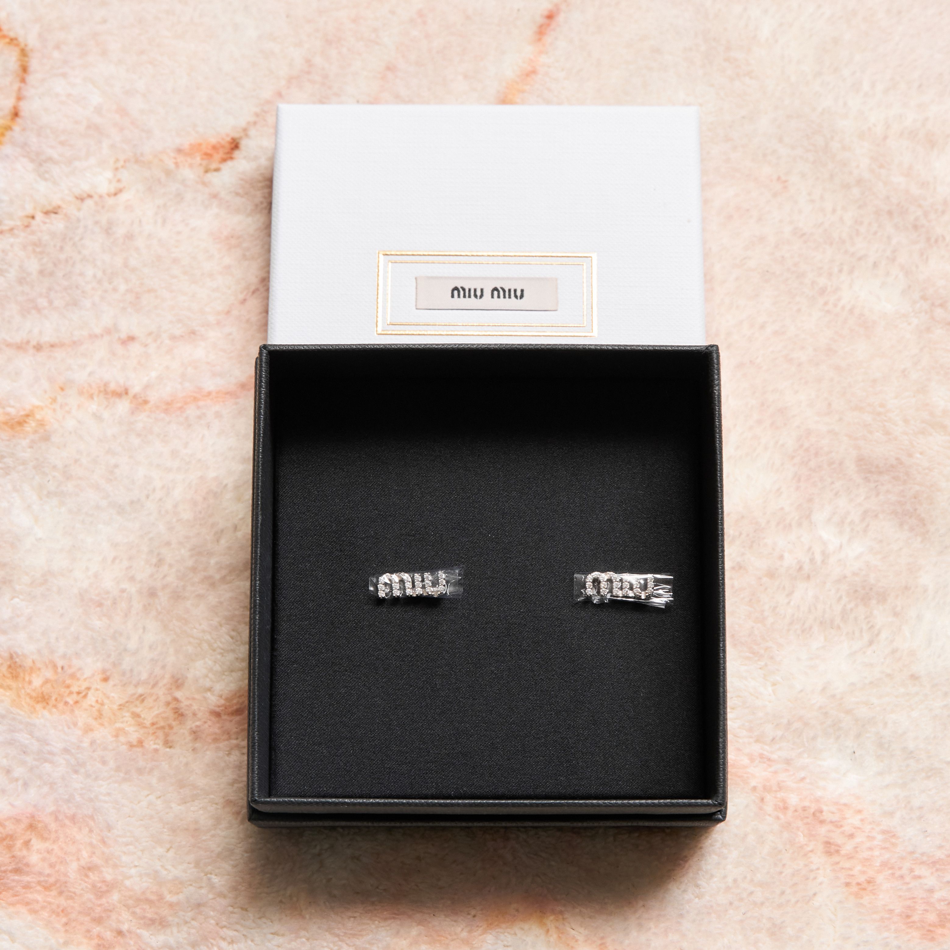 Miu Miu MIU MIU Metal Earrings With Crystals Size ONE SIZE - 1 Thumbnail