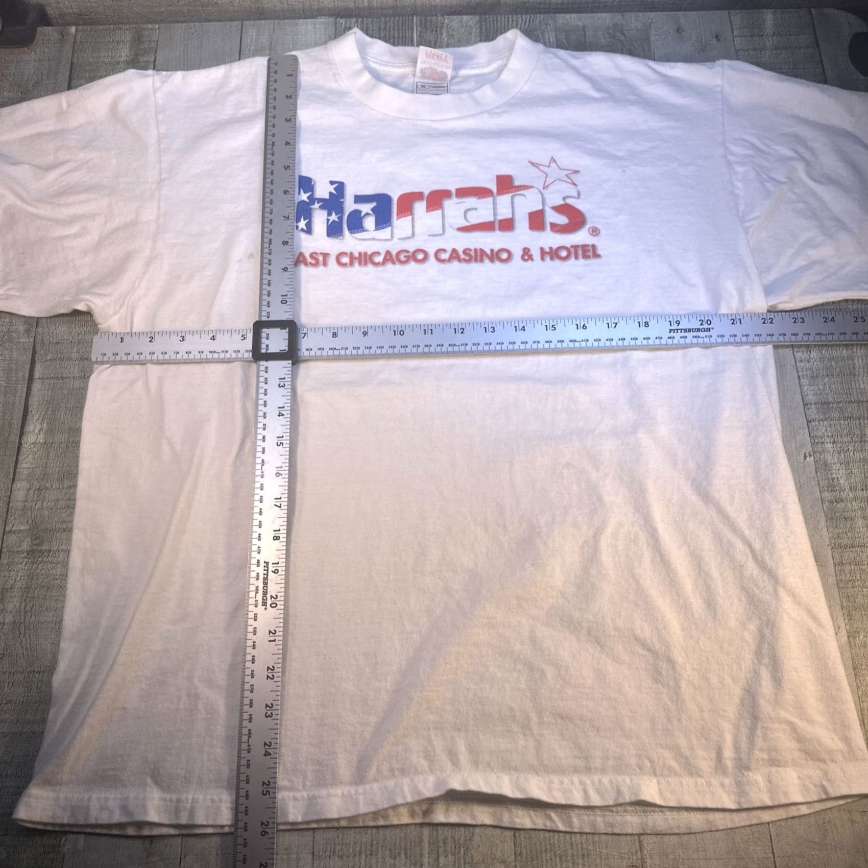 Logo 7 VINTAGE Harrah’s East Chicago Casino Hotel T-Shirt XL USA Flag Logo Shirt Mens White Size US XL / EU 56 / 4 - 3 Thumbnail