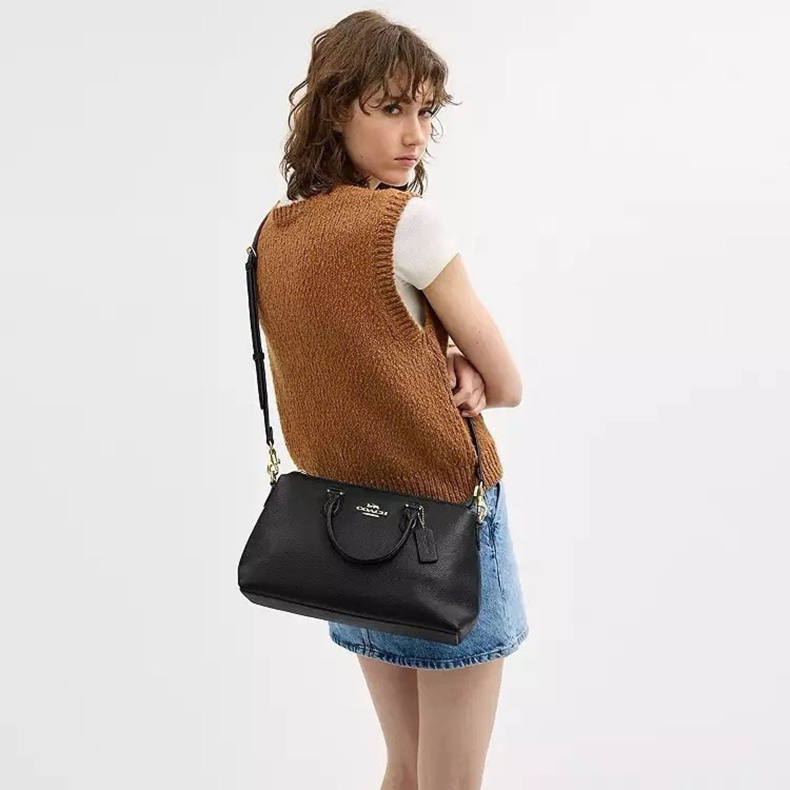 Coach NWT COACH Georgia Satchel leather CR156 Gold/black Size ONE SIZE - 10 Thumbnail