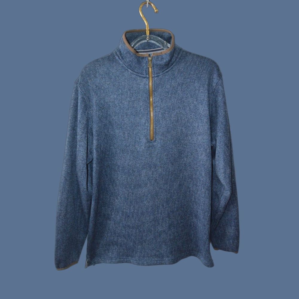 Weatherproof Weatherproof Fleece Pullover Shirt Blue Herringbone XL Men’s 1/4 Zip Mock Neck Casual Activewear Vintage Style Size US XL / EU 56 / 4 - 1 Thumbnail