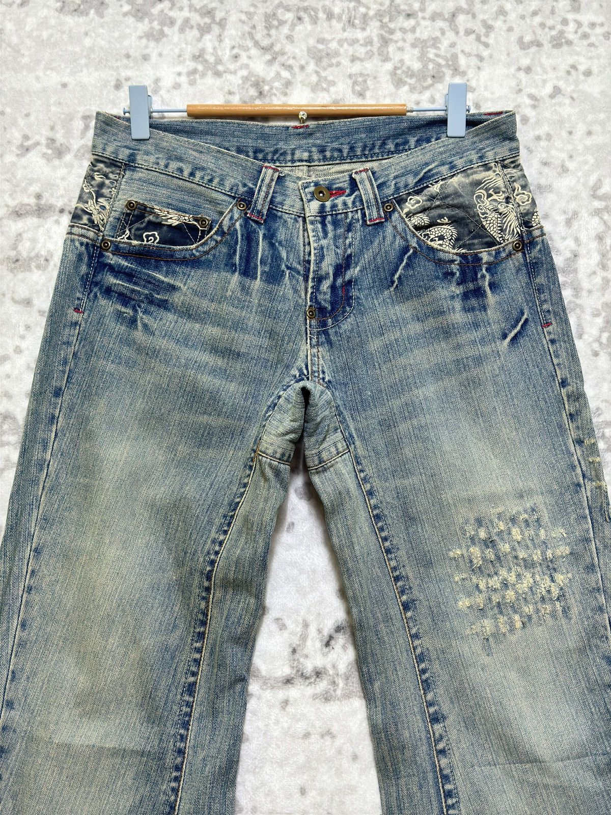 Hysteric Glamour Vintage Japan Dragon Tattoo Fabric Patch Muddy Wash Size US 30 / EU 46 - 3 Thumbnail