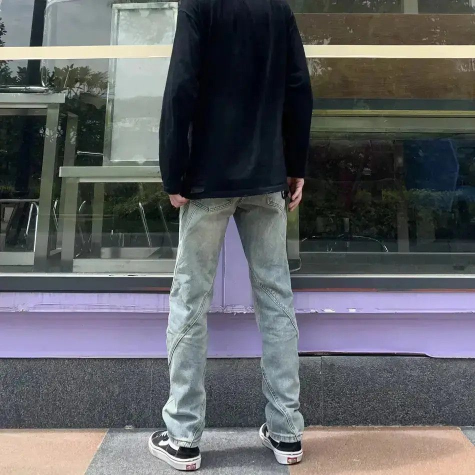 Japanese Brand × Jean Retro patchwork washed straight leg jeans Size US 32 / EU 48 - 3 Thumbnail
