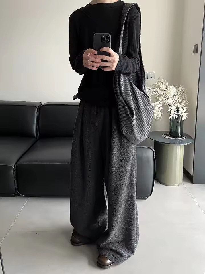 Other Casual Elegant Baggy Loose Textured High Waist Pants Size 26" / US 2 / IT 38 - 6 Thumbnail