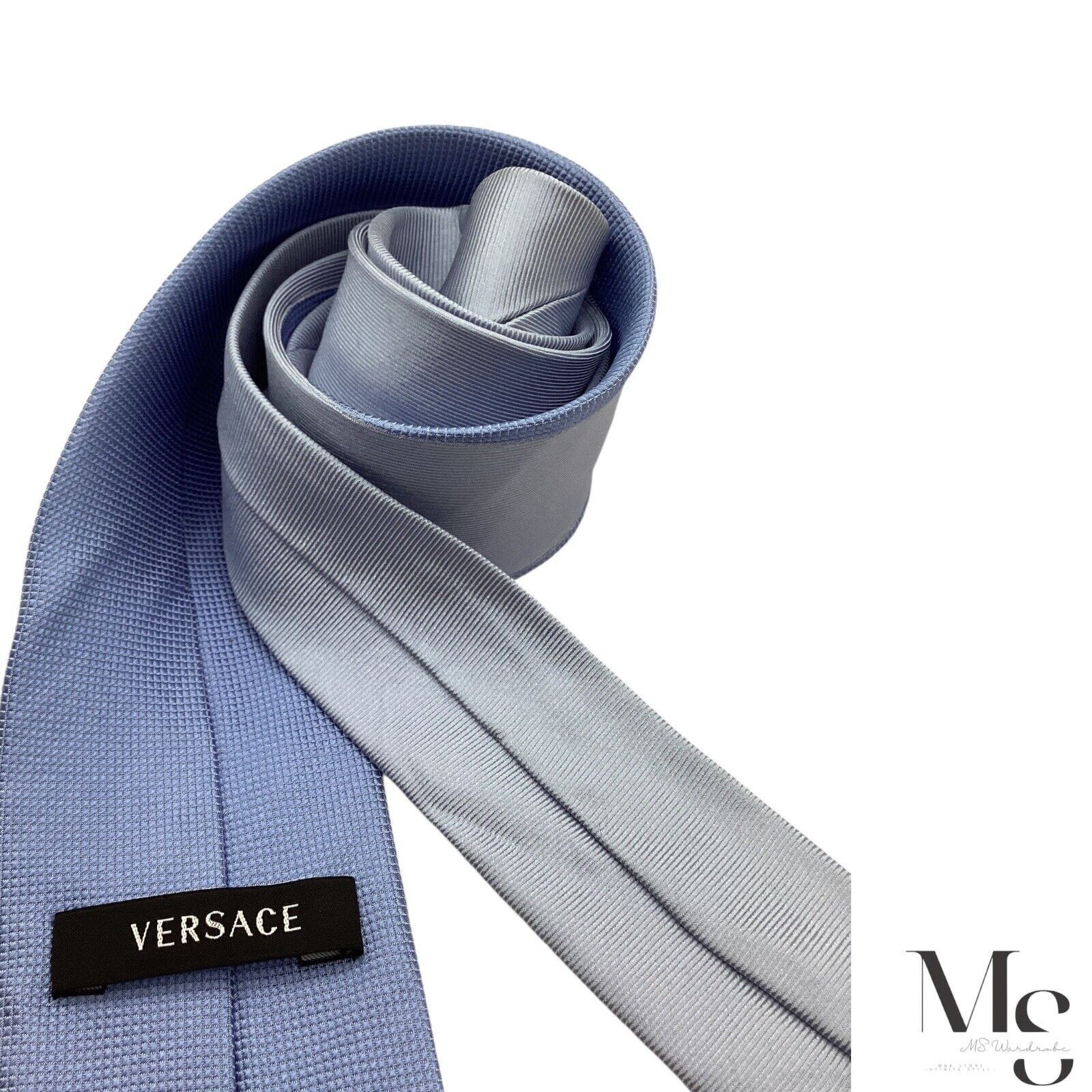 Versace VERSACE Blue Striped Medusa Head Logo Made In Italy Silk Tie Size ONE SIZE - 4 Thumbnail