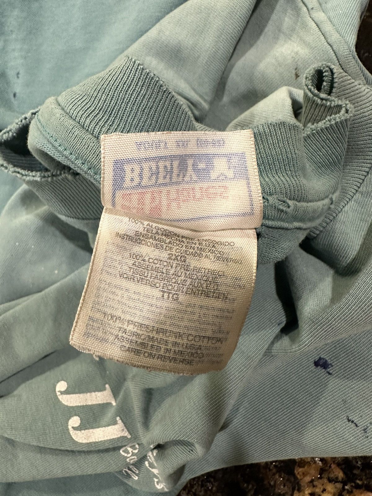 StraightFaded Vintage Hanes Security Chill Out Green Sun Faded Painted Tee Size US XXL / EU 58 / 5 - 12 Thumbnail