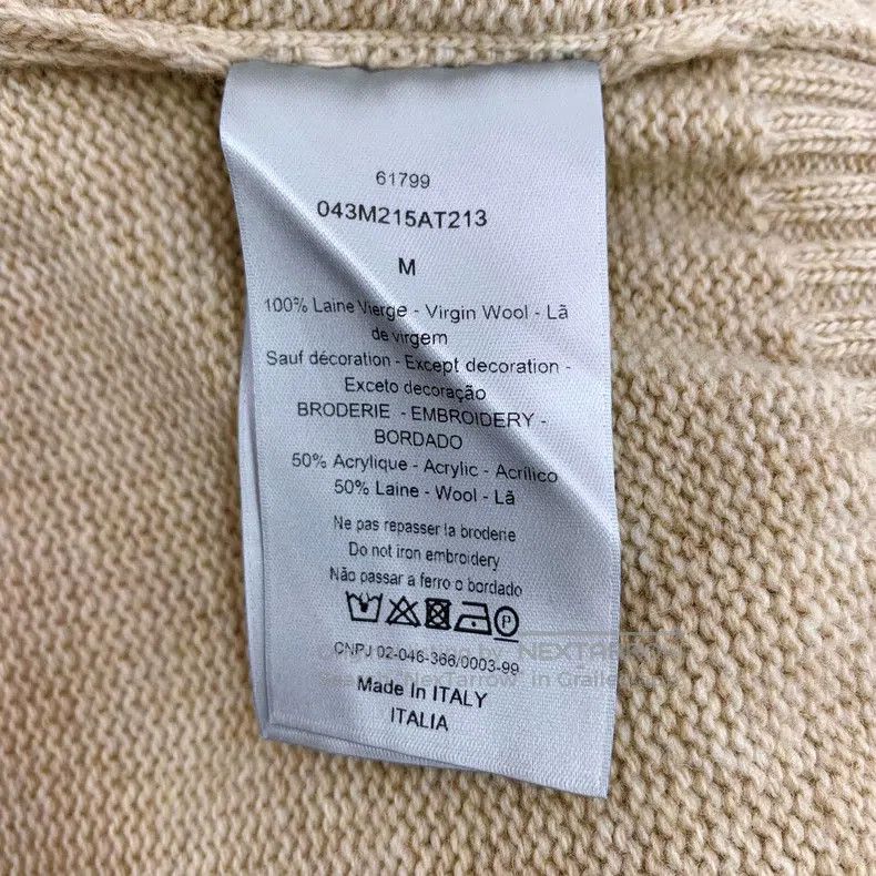 Dior Dior Oatmeal logo letter embroidery wool V-neck single-bre Size US M / EU 48-50 / 2 - 8 Thumbnail