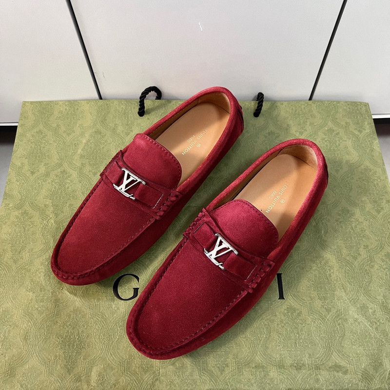 Louis Vuitton Louis Vuitton Red Suede Moccasins for Men - Size US 8 / EU 41 - 1 Thumbnail