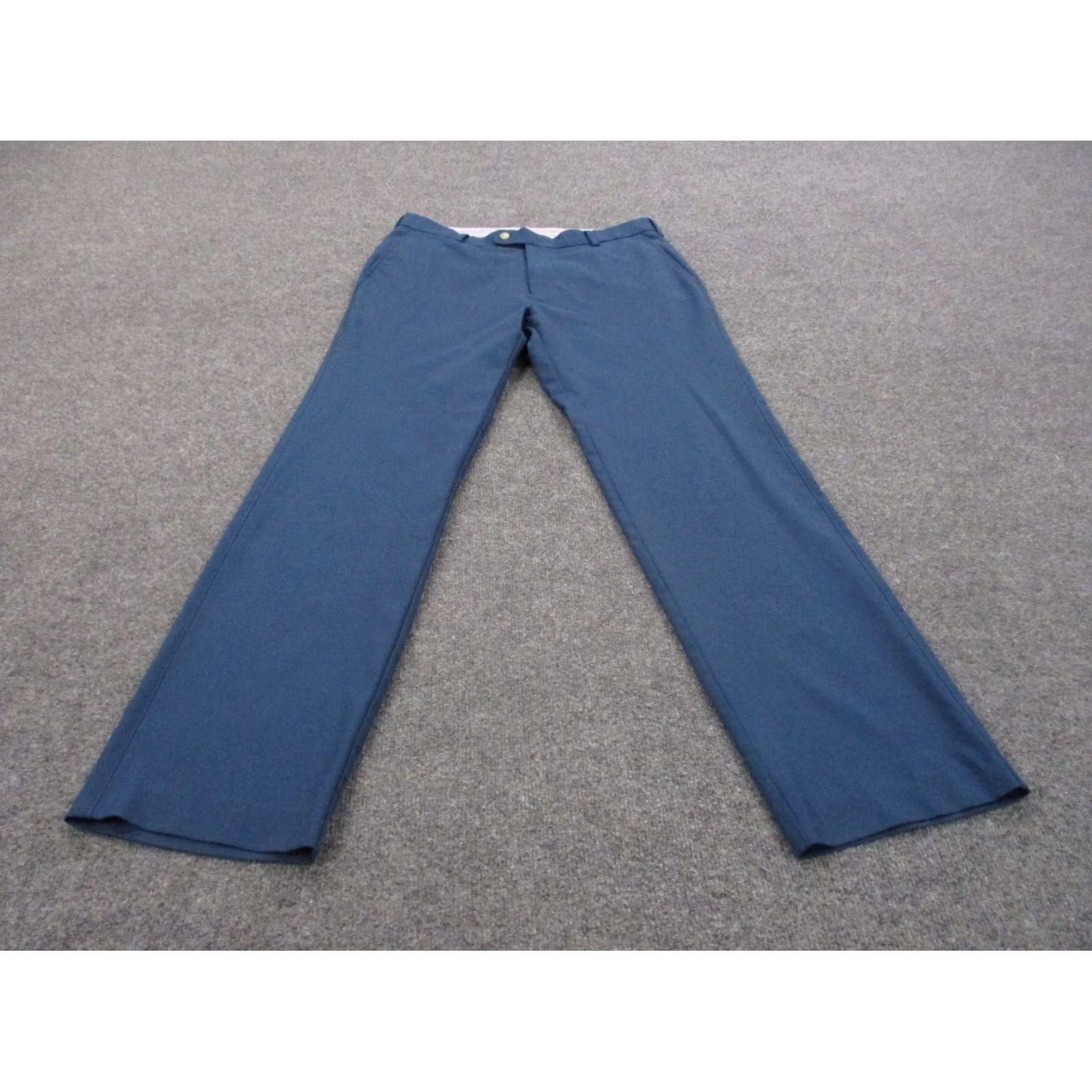 Peter Millar Peter Millar Pants Men 34 Chino Straight Flat Front Belt Loops Zip Zipper Polyester Canvas 33 In Inseam Blue Size US 34 / EU 50 - 2 Thumbnail