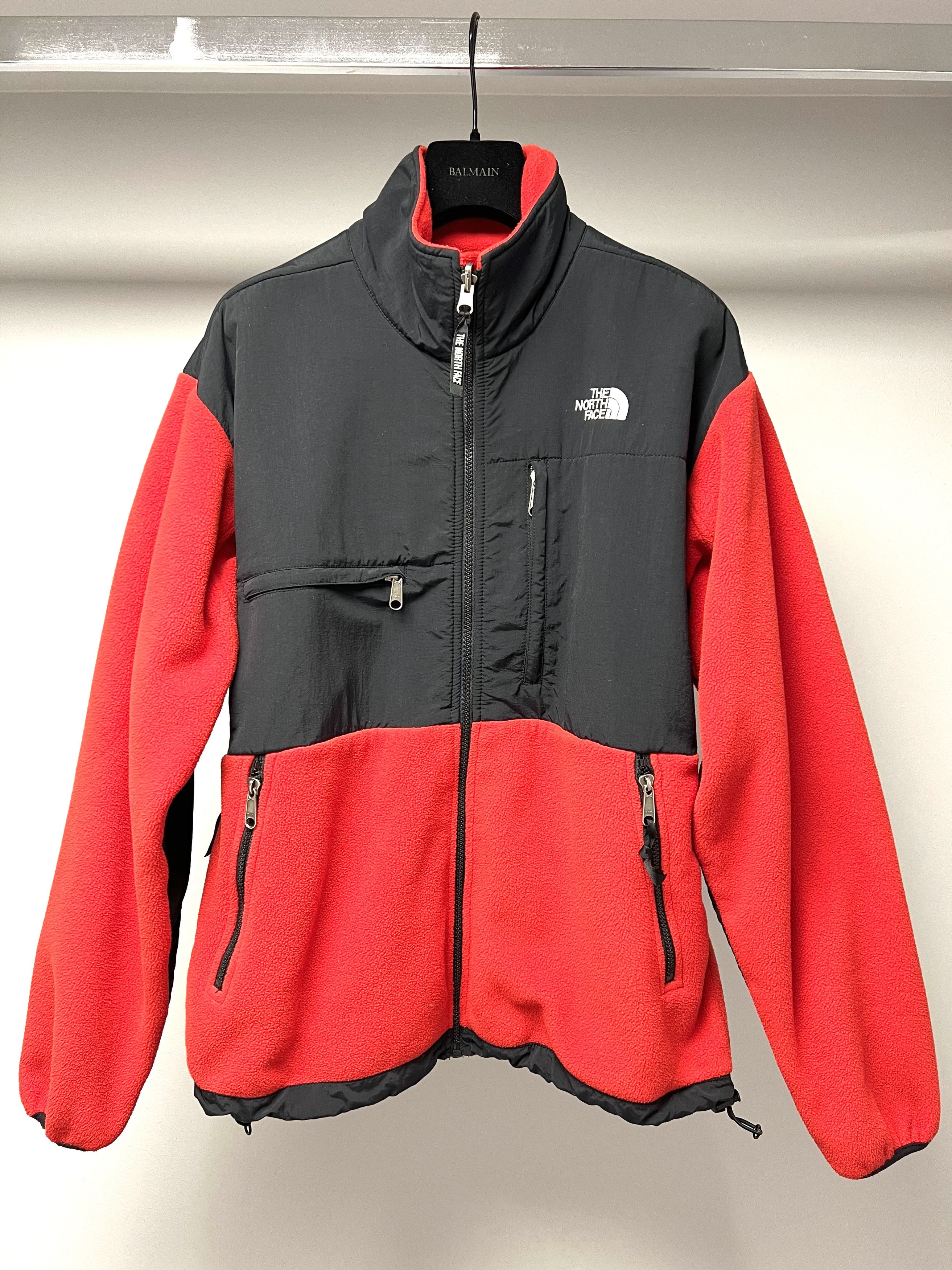 image of The North Face Red / Black Fleece Jacket With Zippers in Red/Black, Men's (Size Medium)