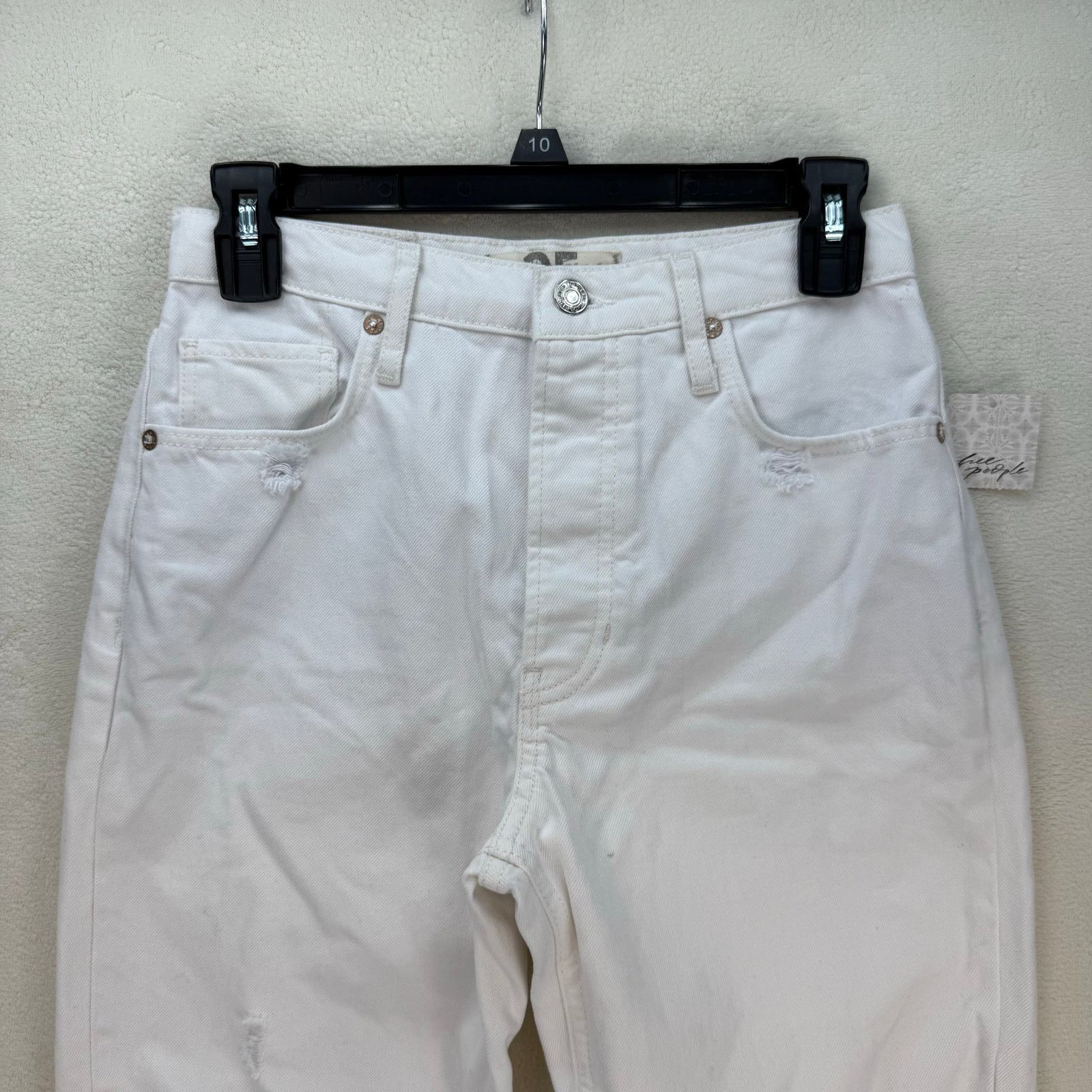 Free People FREE PEOPLE WOMEN'S 25 TAPERED BAGGY BOYFRIEND CHALK WHITE Size 25" / US 0 / IT 36 - 2 Thumbnail