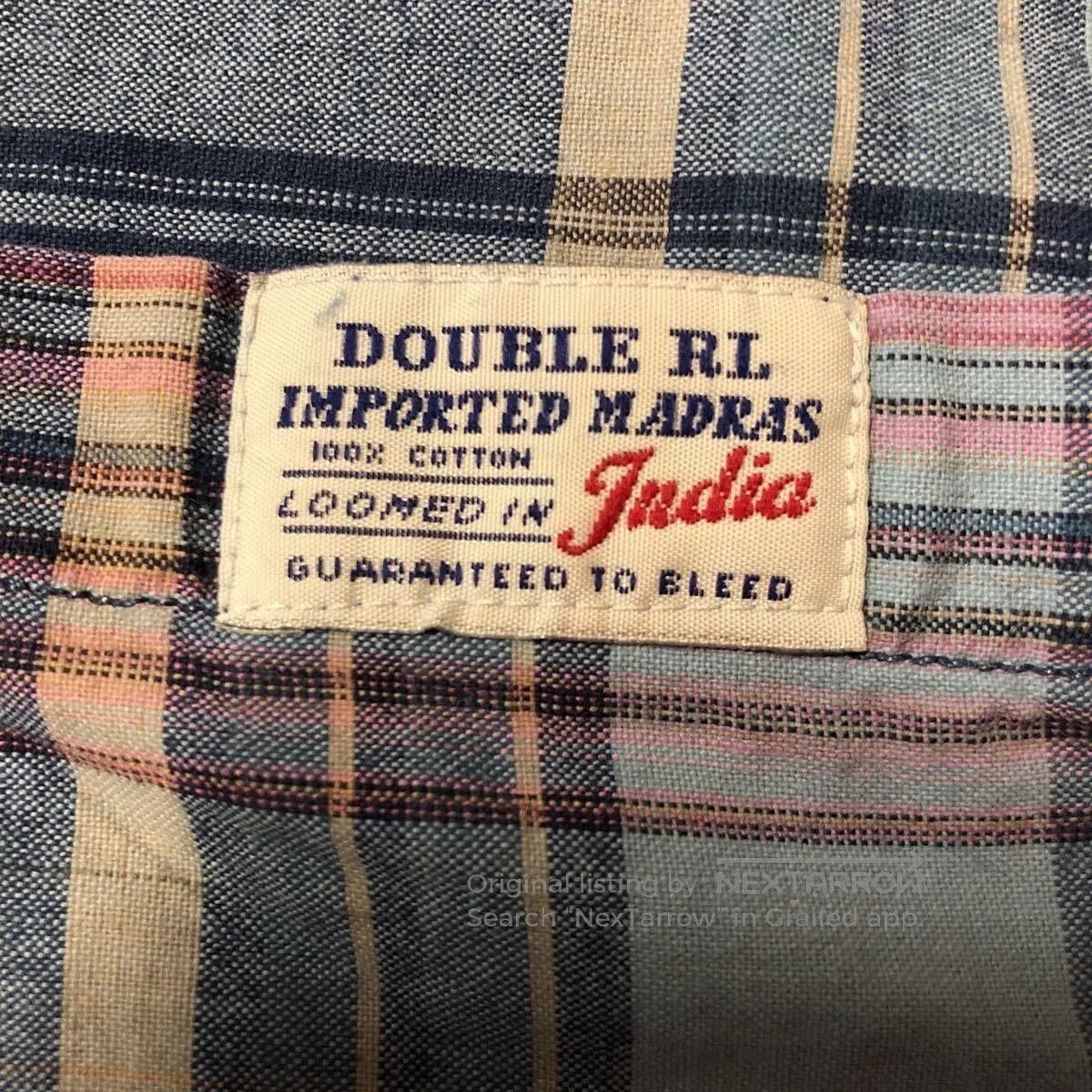 RRL Ralph Lauren Double RL Blue Check Short Sleeve Shirt. Size US XL / EU 56 / 4 - 8 Thumbnail