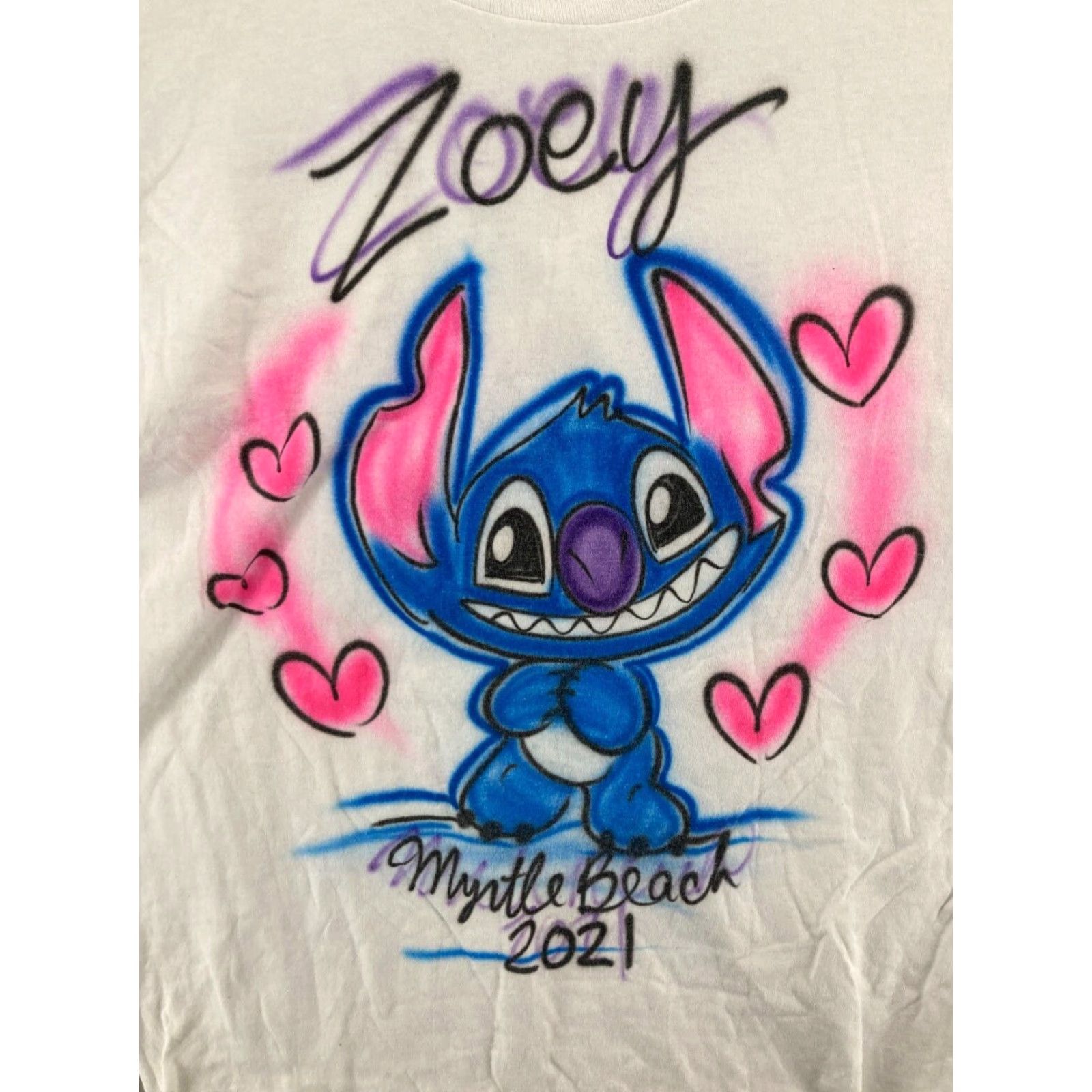 Hanes Hanes Women's T-Shirt Airbrush Stitch Myrtle Beach 2021 Crew Neck Short Sleeve Solid White Size M Size M / US 6-8 / IT 42-44 - 4 Thumbnail