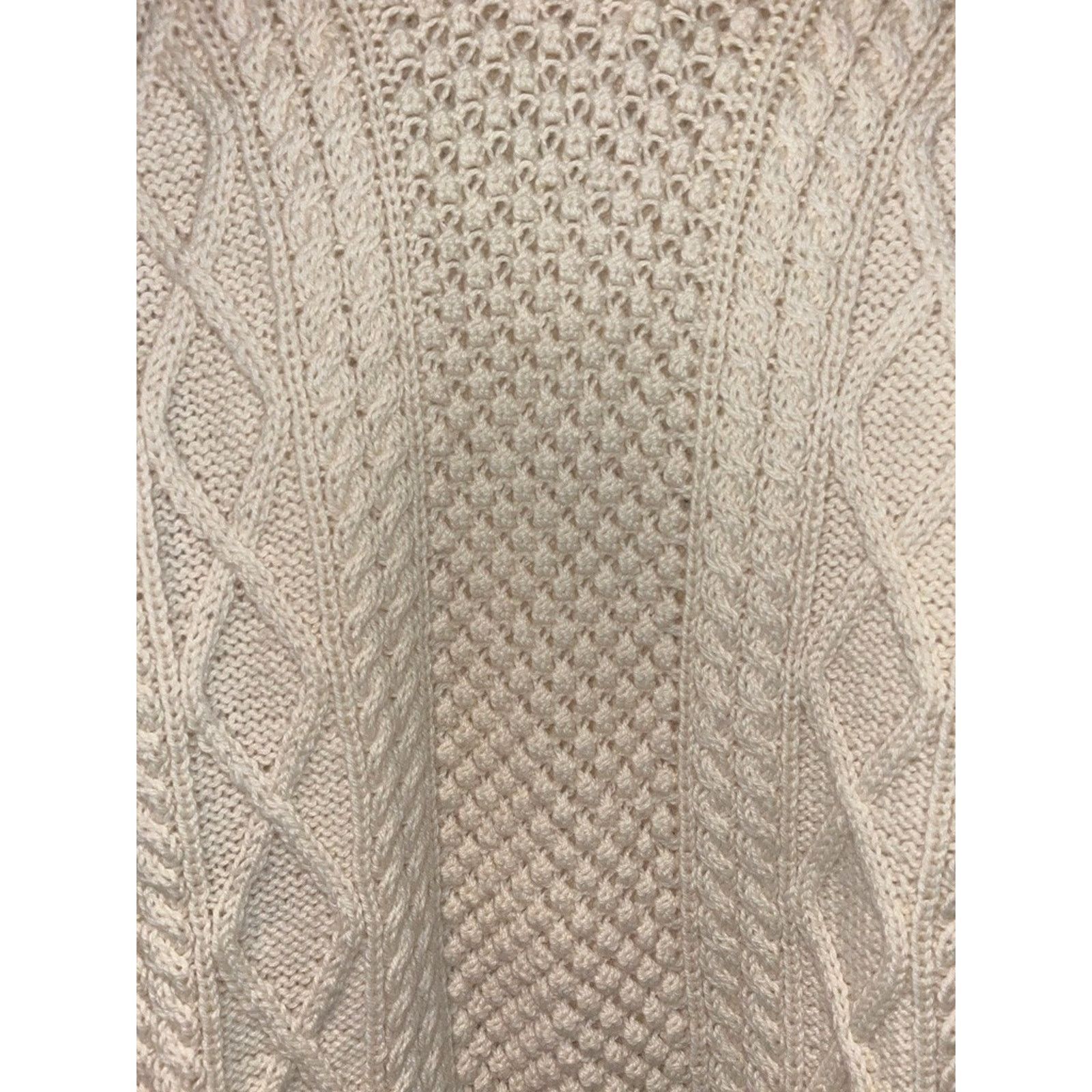 Other Aran Irish Wool Sweater L Fisherman Cable Knit Chunky Cream Size US L / EU 52-54 / 3 - 4 Thumbnail