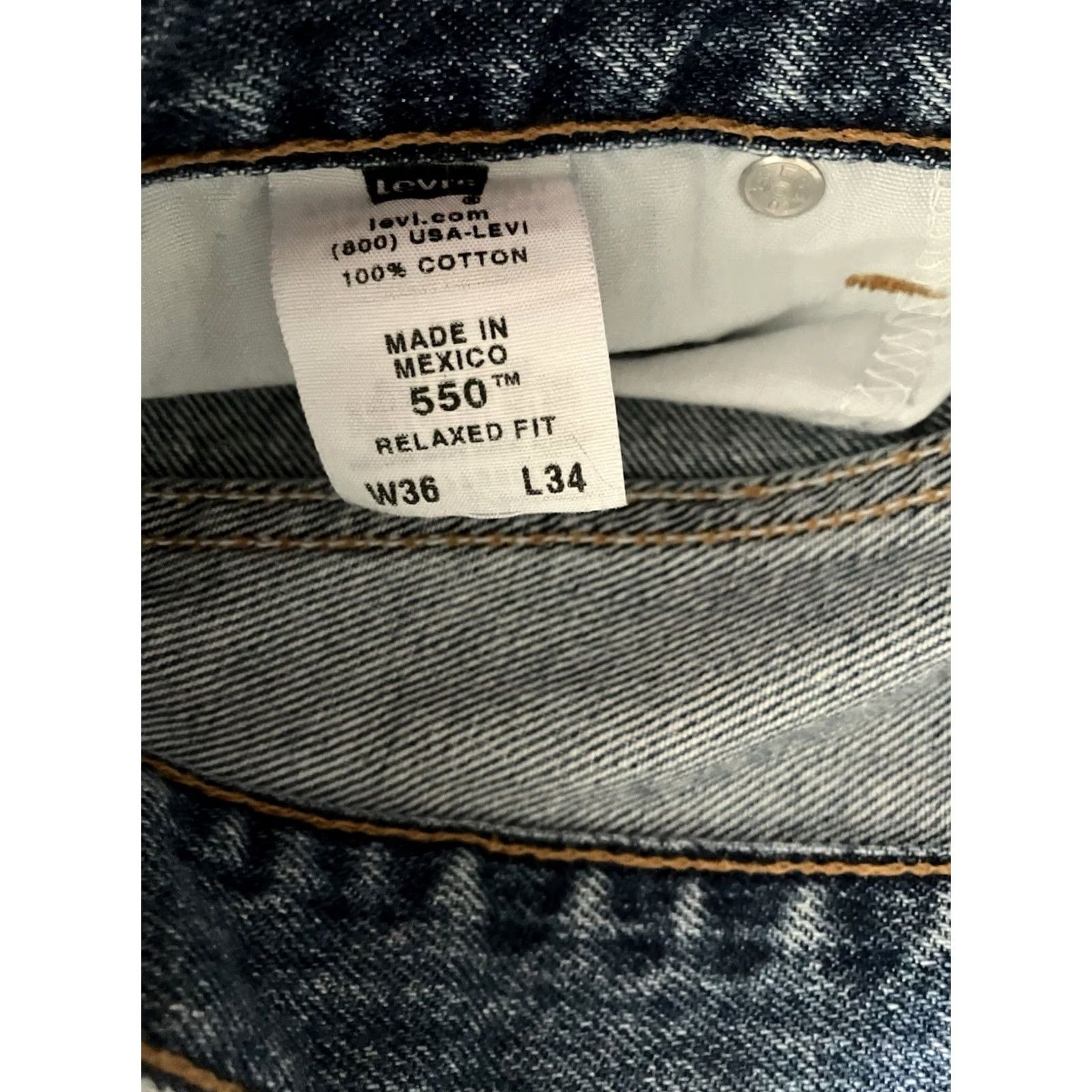 Levi's Levi’s 550 Jeans Men’s 36x34 Blue Denim Relaxed Fit 36x34 Zip Pockets Straight Y2K 2000s Mens Regular Jeans Size US 36 / EU 52 - 6 Thumbnail