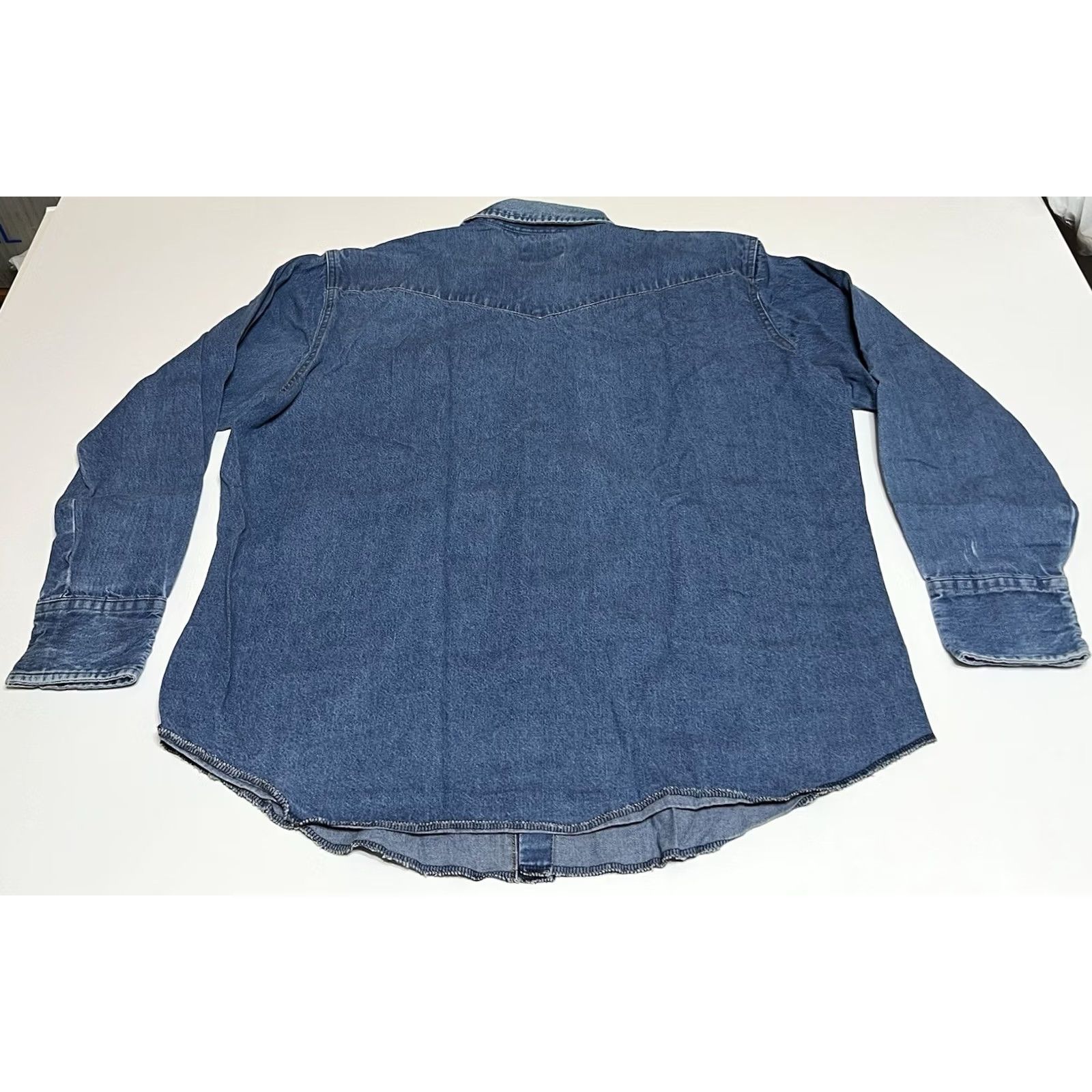 Wrangler VINTAGE Wrangler Denim Shirt Mens XL Blue Pearl Snap Rodeo Workwear Cowboy Size US XL / EU 56 / 4 - 3 Thumbnail