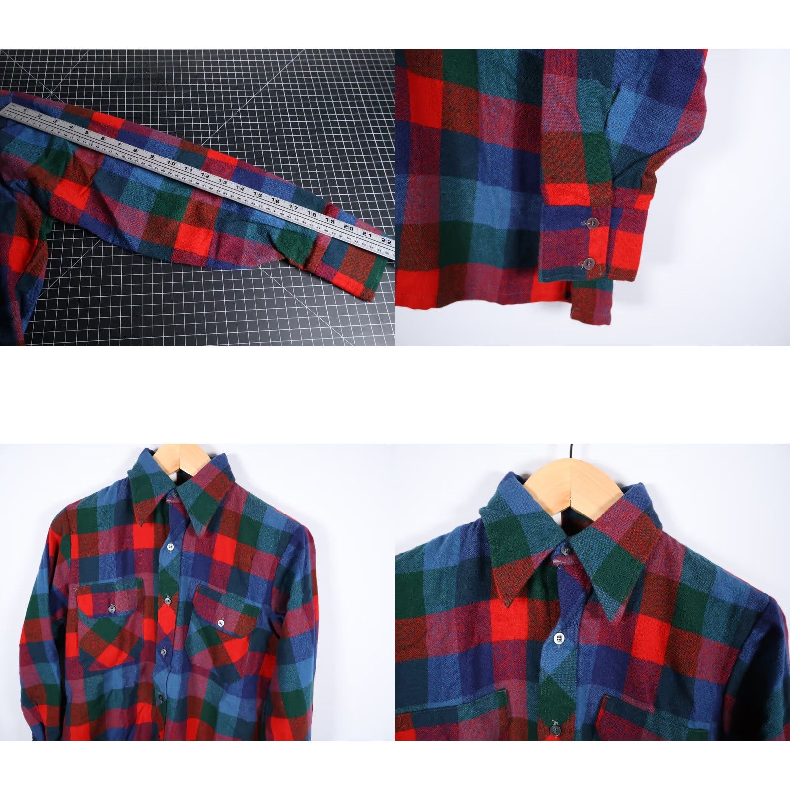 Vintage VINTAGE Sir Guy Wool Flannel Shirt Plaid Check 80s 90s Grunge Mens Medium Red Blue Collared Button-Up Long Sleeve Casual Workwear USA Made Size US M / EU 48-50 / 2 - 8 Thumbnail