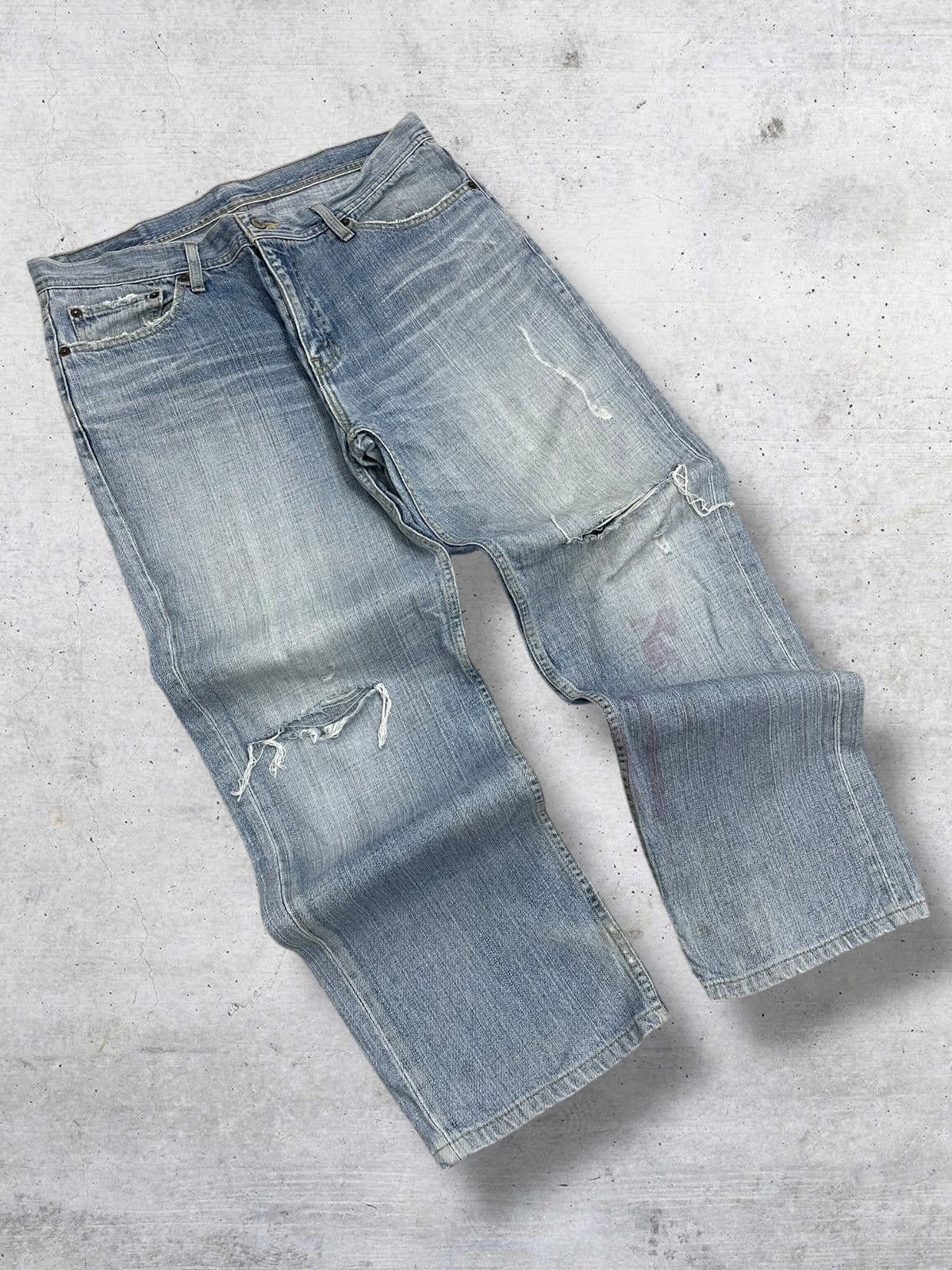 Levi's Vintage Clothing VINTAGE 533 LEVIS USA 90S DESIGNER OLD RIPPED BLUEWASH DENIM Size US 35 - 2 Thumbnail