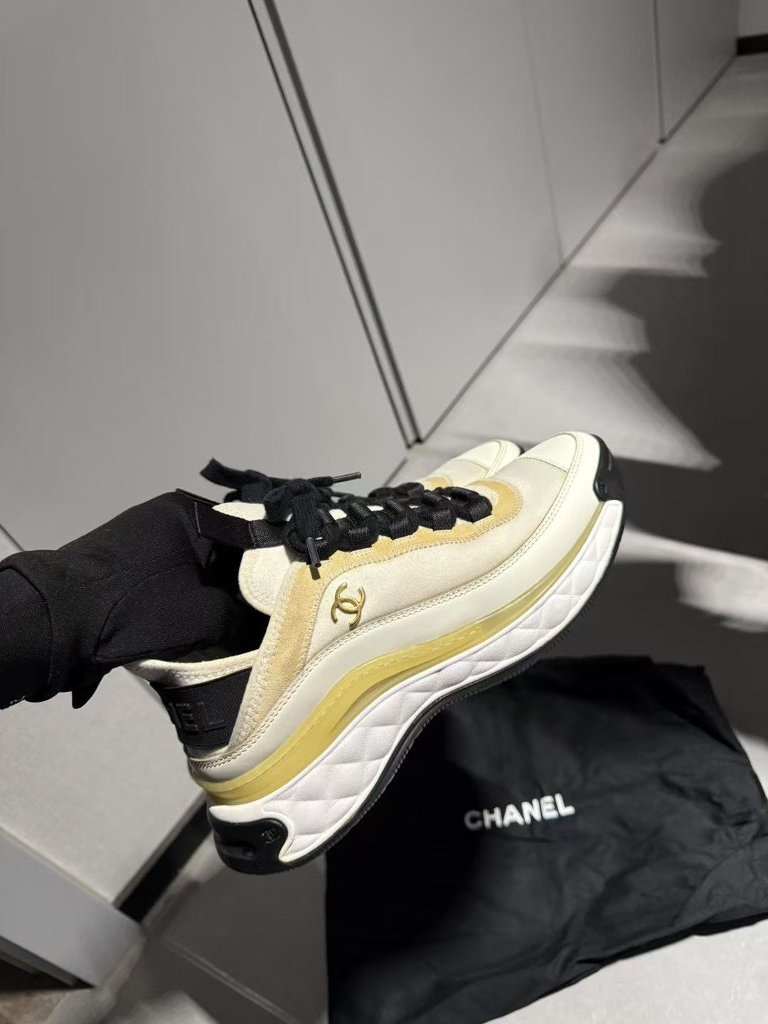 Chanel Chanel Panda Sneakers White Gold Size US 6.5 / IT 36.5 - 1 Thumbnail