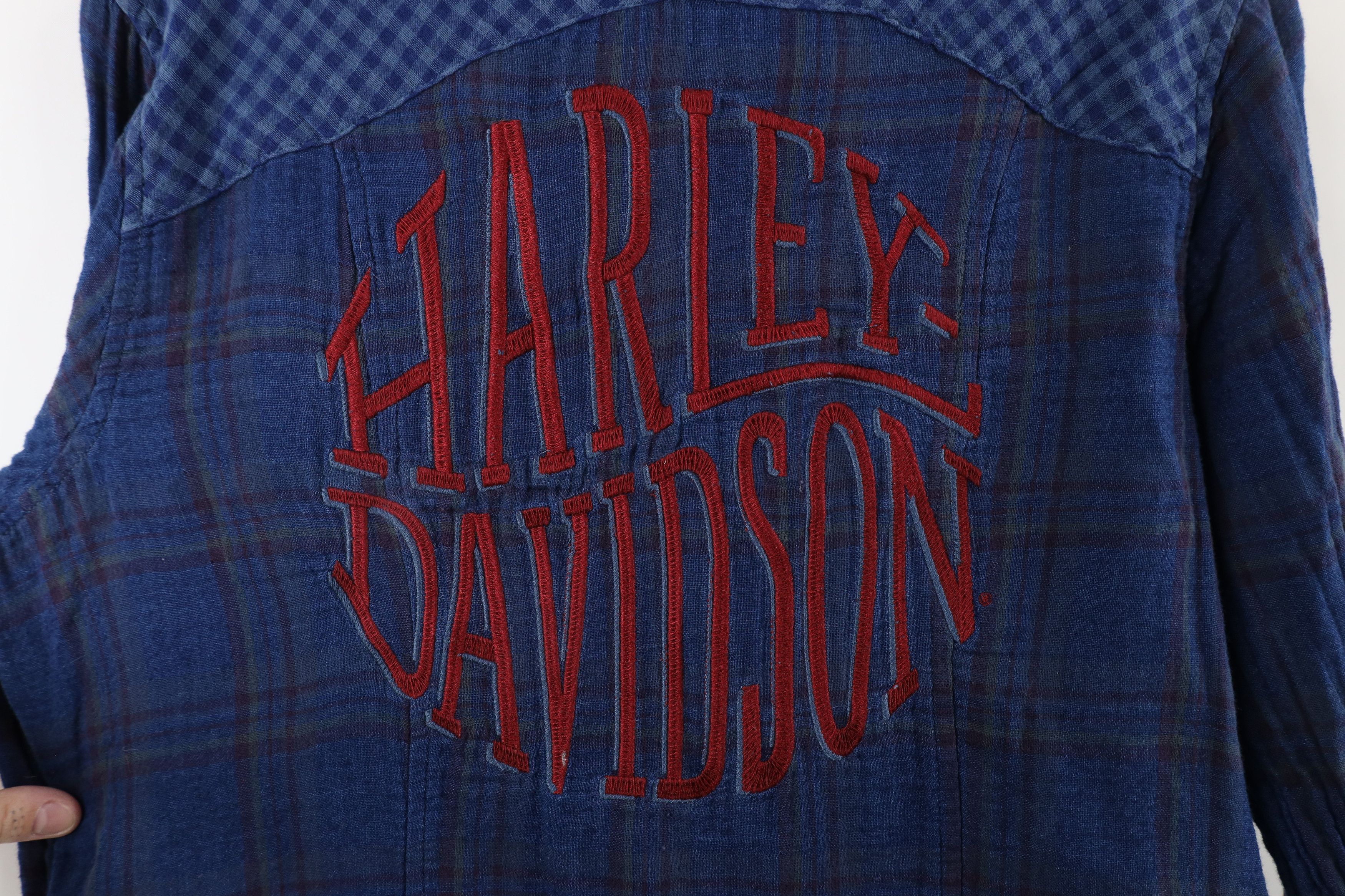Harley Davidson × Vintage Vintage Harley Davidson Western Flannel Button Shirt Plaid Size L / US 10 / IT 46 - 10 Thumbnail