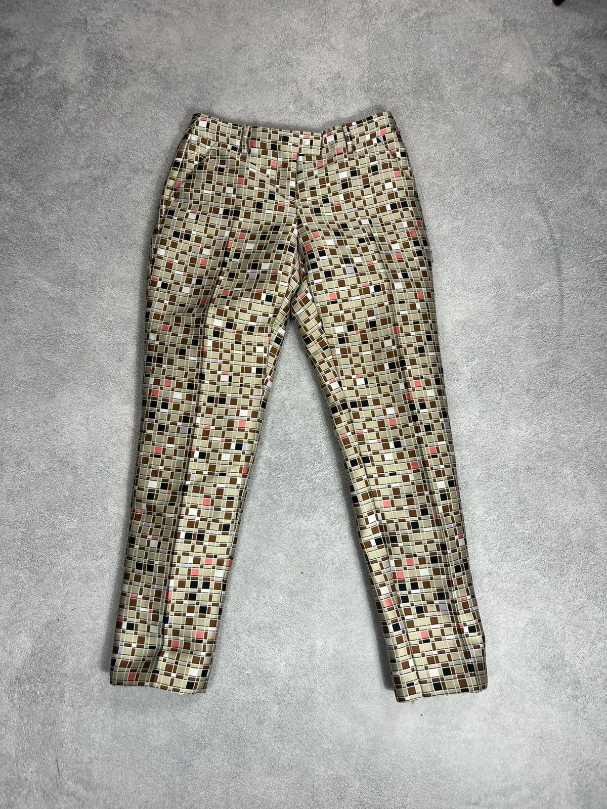 Fendi Fendi Women's Made In Italy Wool Silk Blend Geometric Print Size 42S - 2 Thumbnail
