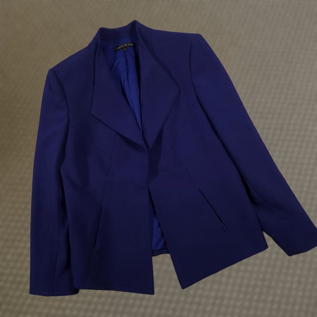 Preston & York Preston & York Blazer Womens 14 Blue Poly Spandex Fully Lined Hook Closure Pockets Career Suit Jacket Blazer Women Bespoke Tailored Size XL / US 12-14 / IT 48-50 - 1 Thumbnail