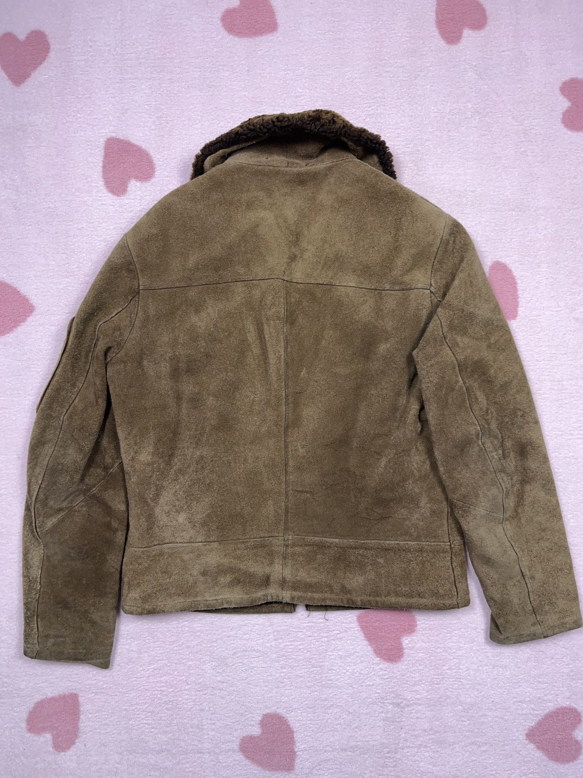 Genuine Leather ➕ 80s vintage suede faded flyer shearling jacket aviator Size US L / EU 52-54 / 3 - 4 Thumbnail