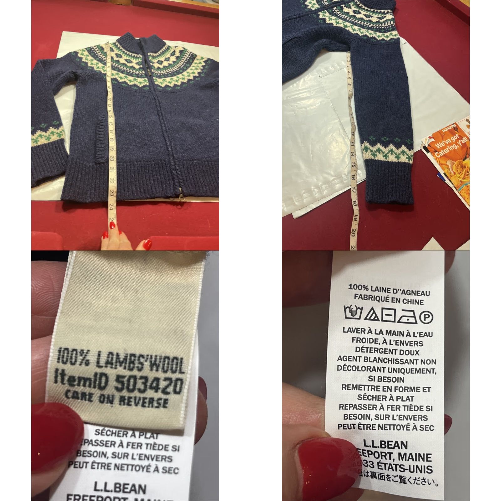 Vintage VINTAGE L.L.Bean Sweater Jacket Zip Arctic BLUE White Green Fair Isle Woman M Size M / US 6-8 / IT 42-44 - 9 Thumbnail