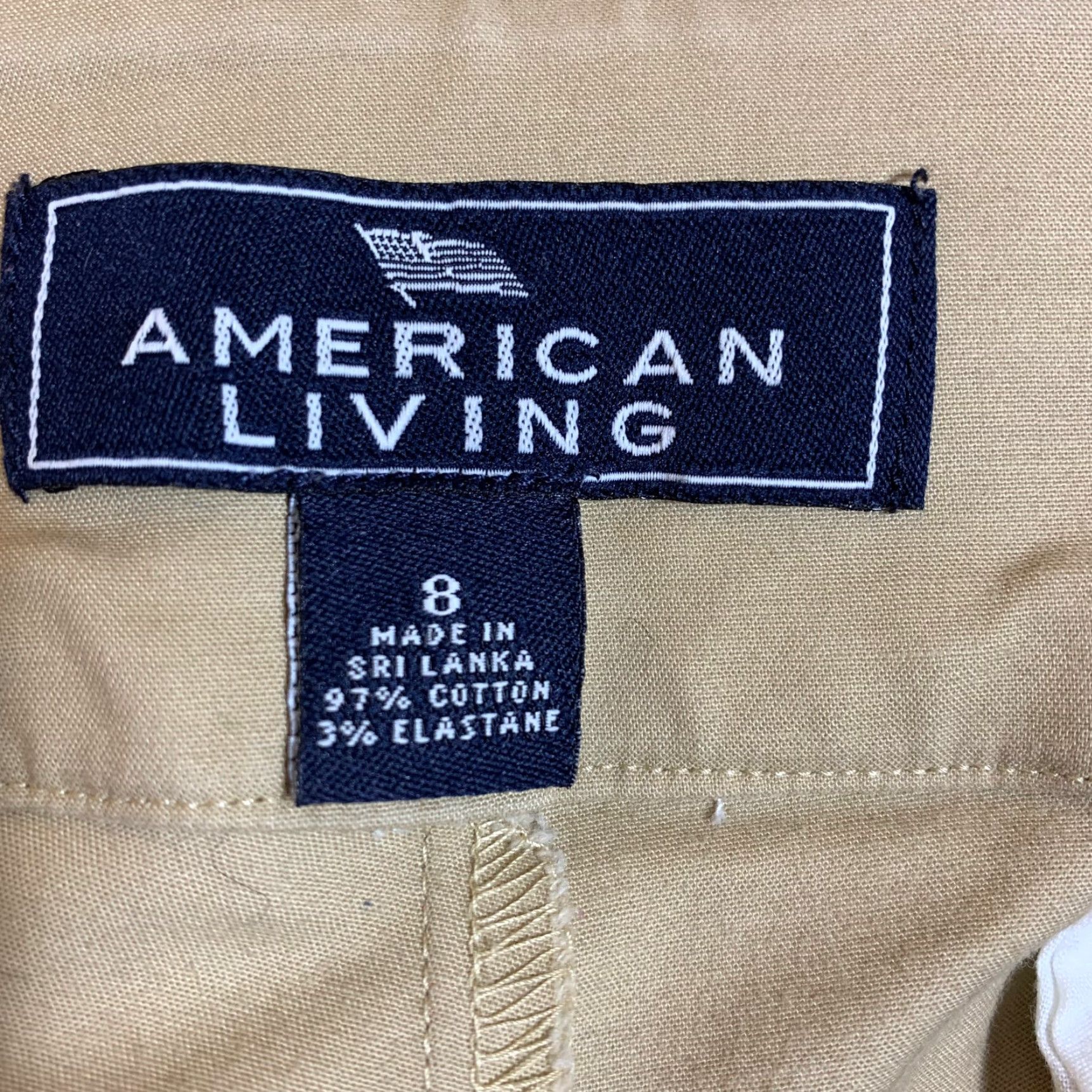Vintage American Living Womens Pants Khakis Size 8 Beige Back Pockets Flat Front Straight Leg Casual Machine Washable Petite Size 30" / US 8 / IT 44 - 8 Thumbnail