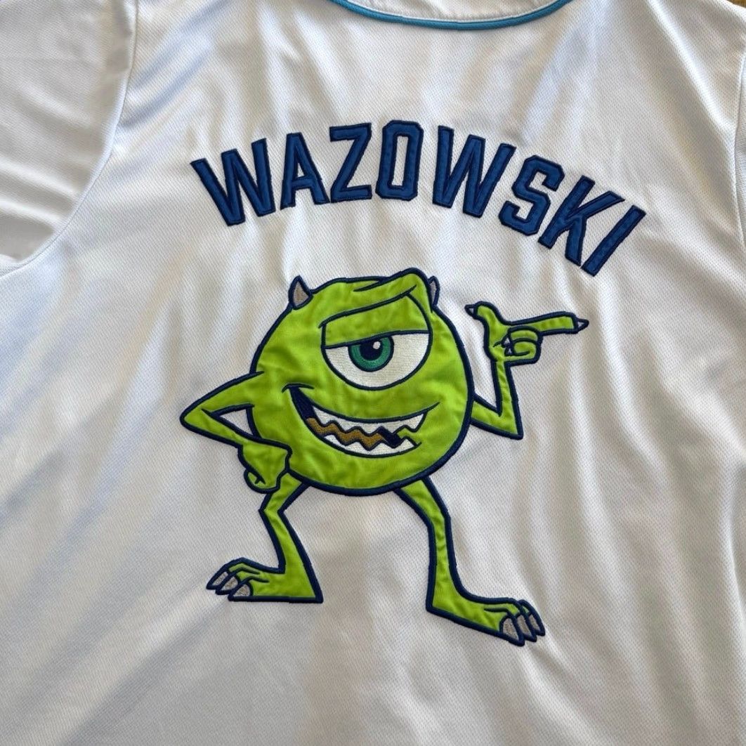 Disney Disney Monsters Inc. Baseball Jersey Mike Wazowski Size XL White Embroidered Men Short Sleeve Jersey Size US XL / EU 56 / 4 - 4 Thumbnail
