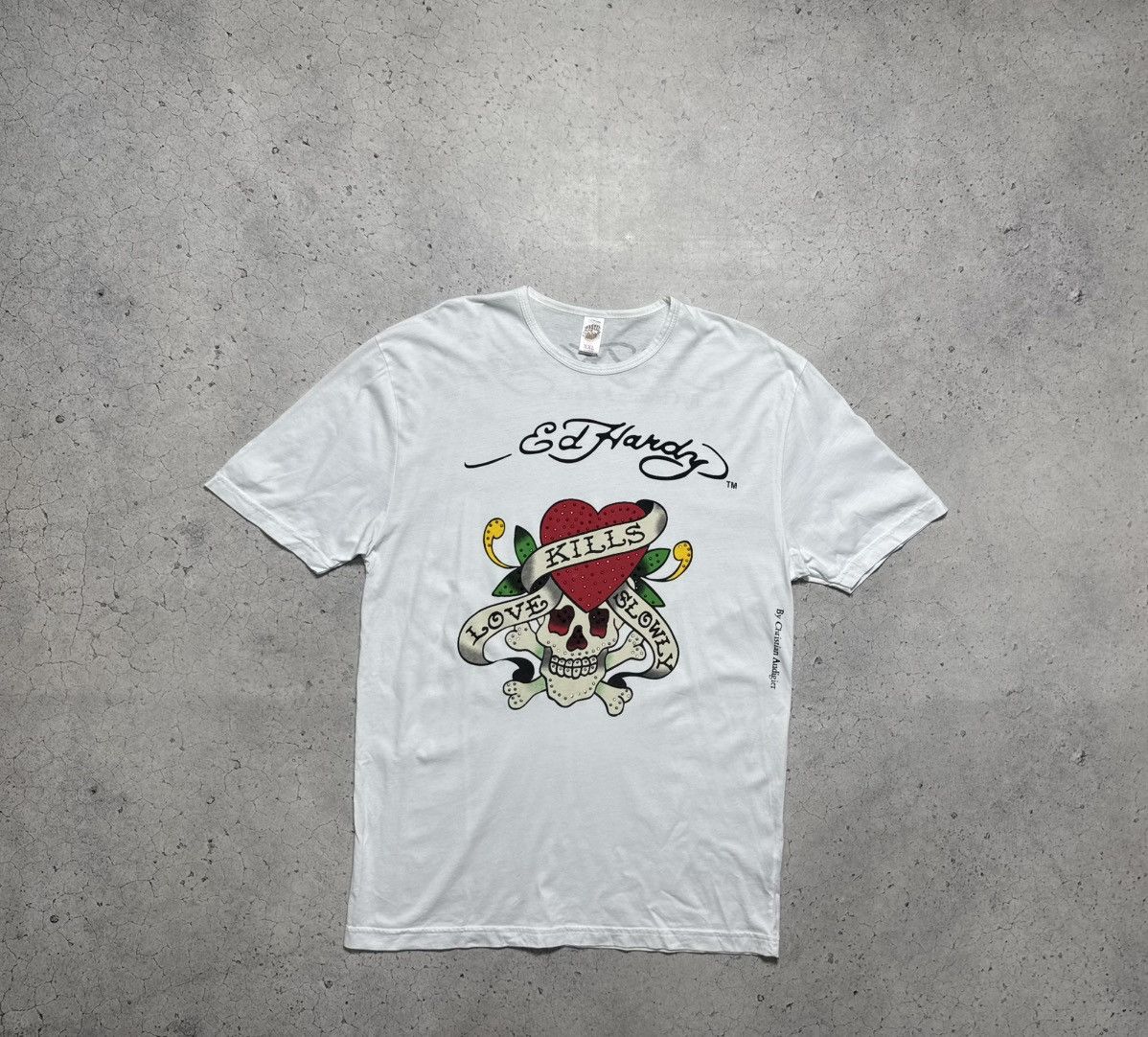 Ed Hardy Ed Hardy By Christian Audigier Vintage White T-Shirt Size US L / EU 52-54 / 3 - 1 Thumbnail