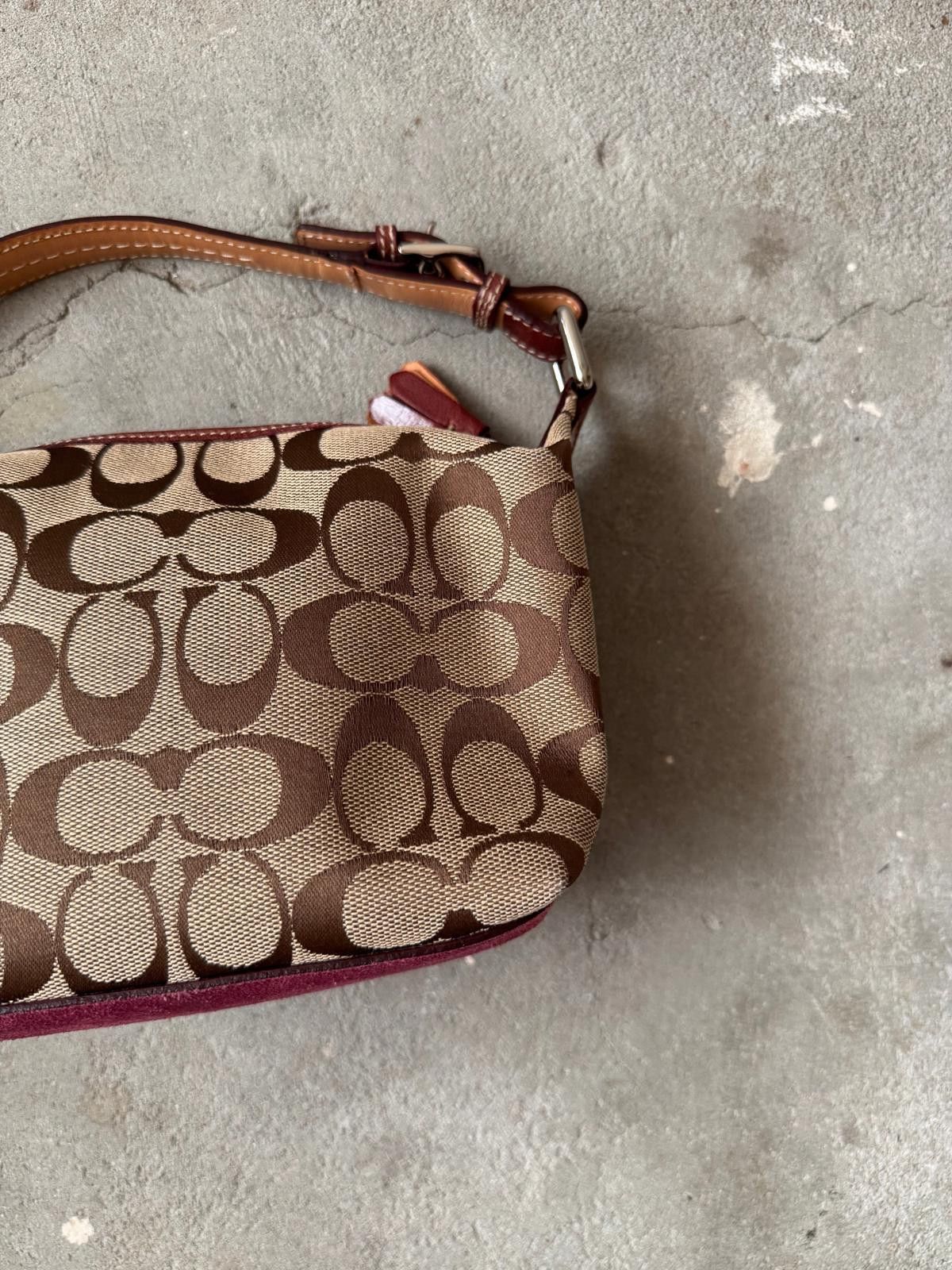 Coach Coach Signature Mini Hobo Striped Suede Shoulder Bag Size ONE SIZE - 7 Thumbnail