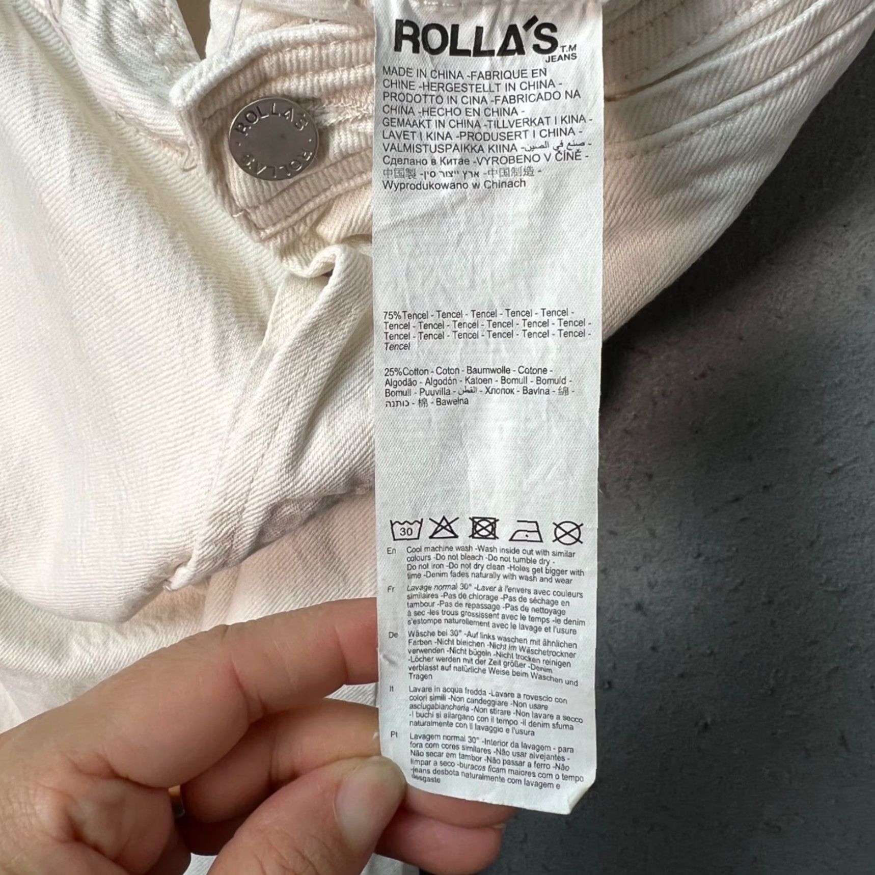 Vintage Rollas Womens 26 High Rise Wide-Leg Jeans Cotton Blend Denim White Tencel 5-Pocket Inseam 27 Size 26" / US 2 / IT 38 - 5 Thumbnail