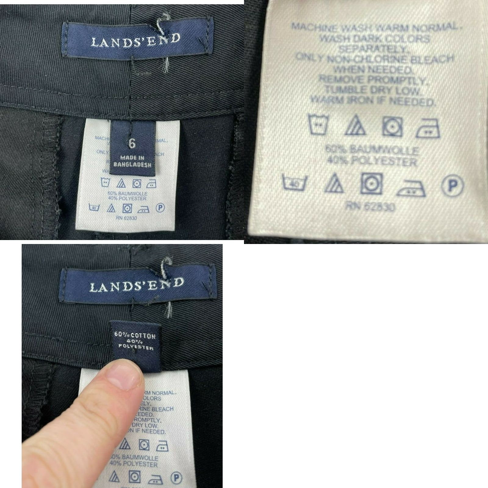 Vintage Land's End Dress Pants Women's 6 Black Flat Front Straight Hemmed to 28 Pockets Classic Casual Formal Dress Pants Mens Womens Girls Boys Size 28" / US 6 / IT 42 - 8 Thumbnail