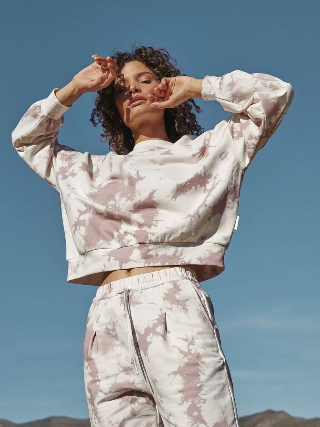 Varley Erwin Sweatshirt Tie-Dye Radial Pink Ivory M