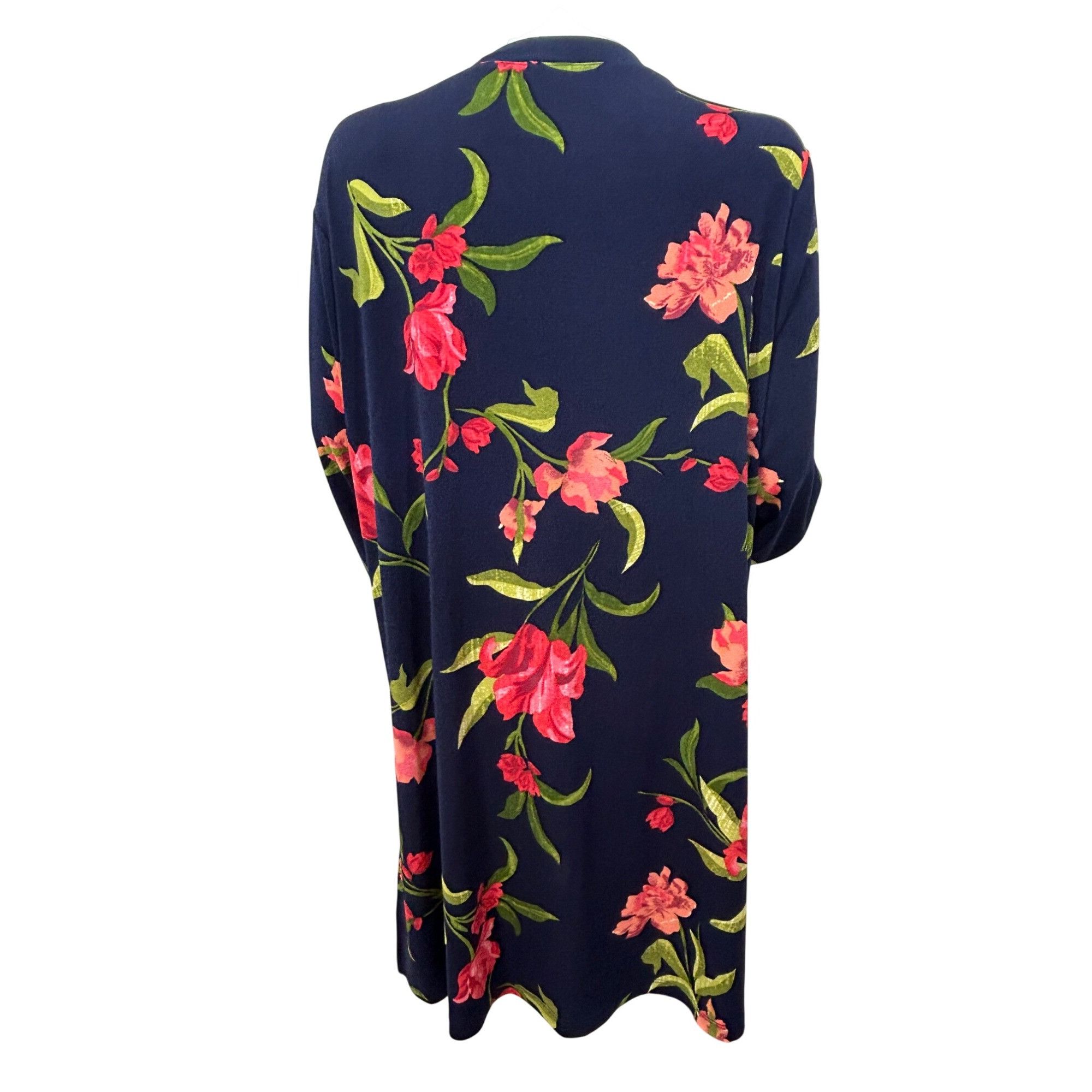 Other Susan Graver QVC Mini Dress 1XP Navy Floral V-Neck Button Do Size XL / US 12-14 / IT 48-50 - 3 Thumbnail