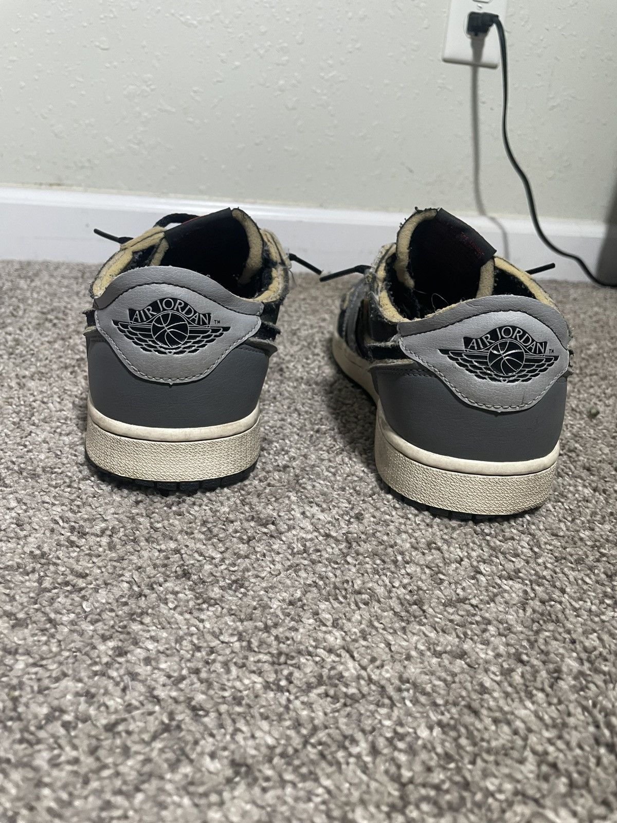 Nike Jordan 1 Low OG EX Black and Grey Sneaker Shoes Size US 9 / EU 42 - 8 Thumbnail