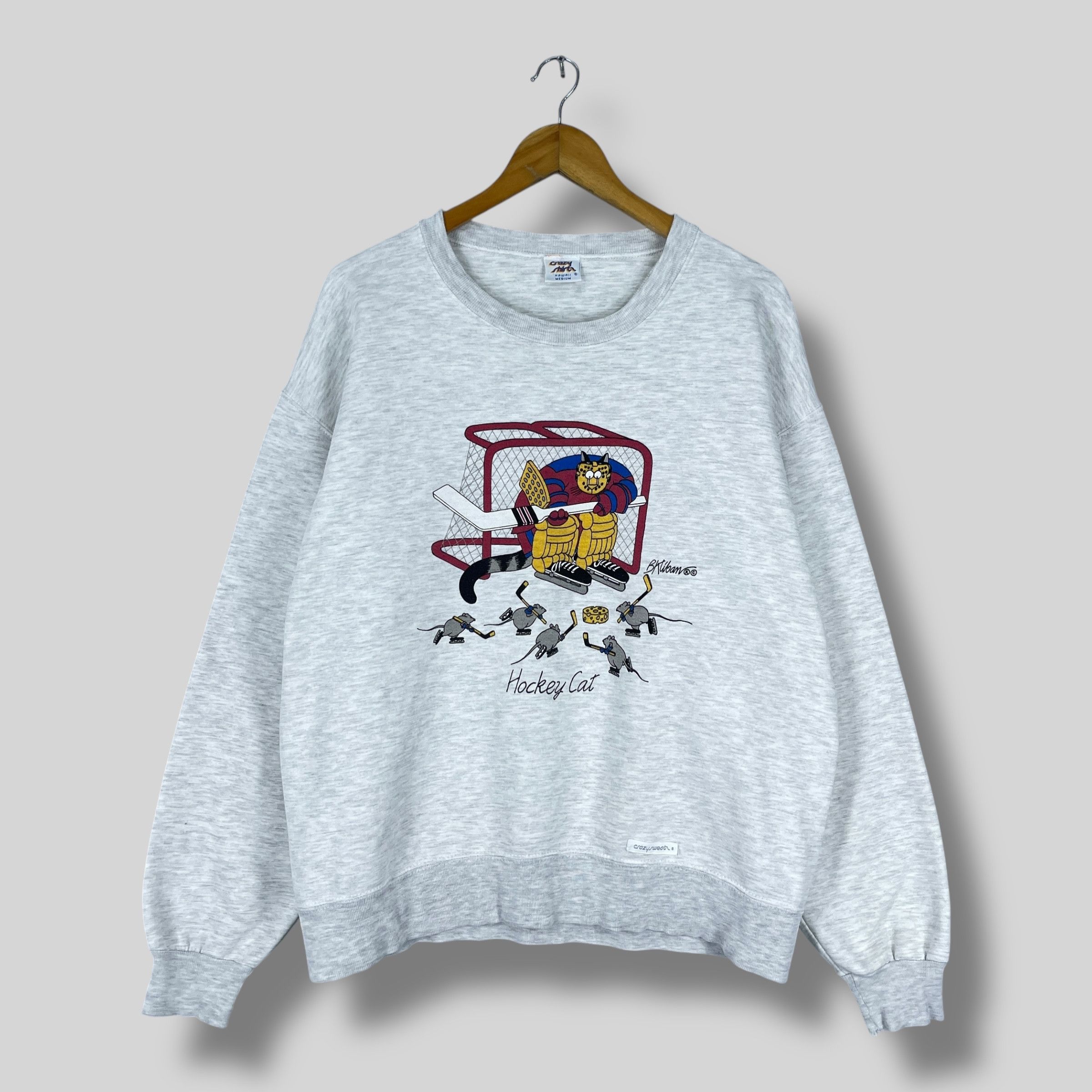Vintage Vintage B Kliban Cat Playing Hockey Cartoon Sweatshirt Size US M / EU 48-50 / 2 - 1 Thumbnail