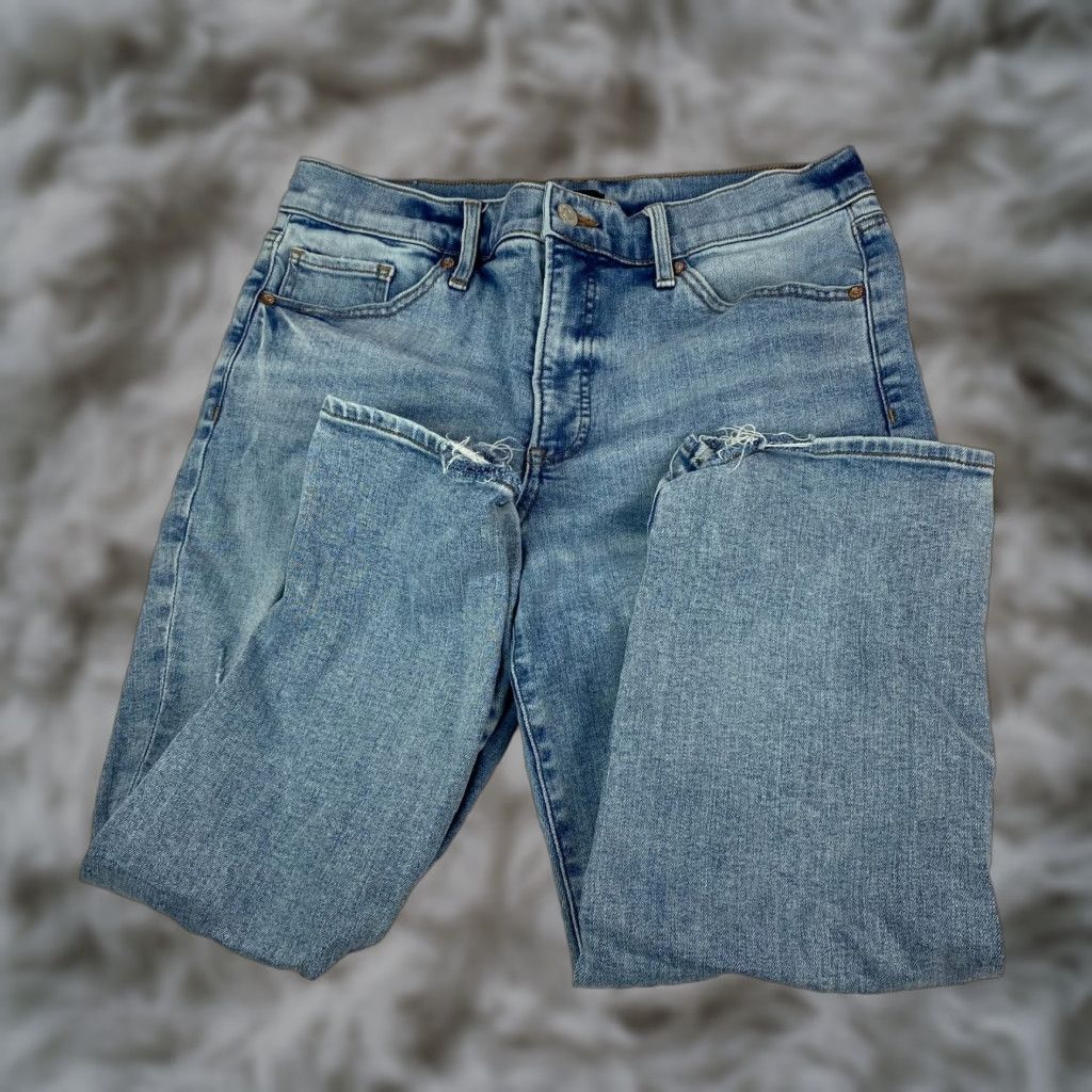 Express Express Jeans Womens Jeans Ankle 10 Blue Distressed Light Wash - Express Size 32" / US 10 / IT 46 - 1 Thumbnail