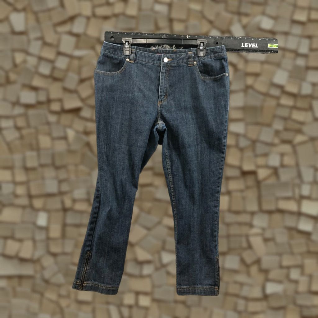Eddie Bauer Eddie Bauer Jeans Womens Ankle Zip 14 Blue Dark Wash Genuine Denim Regular Size 14 27in Inseam Ballpoint? Size 36" / US 14 / IT 50 - 1 Thumbnail